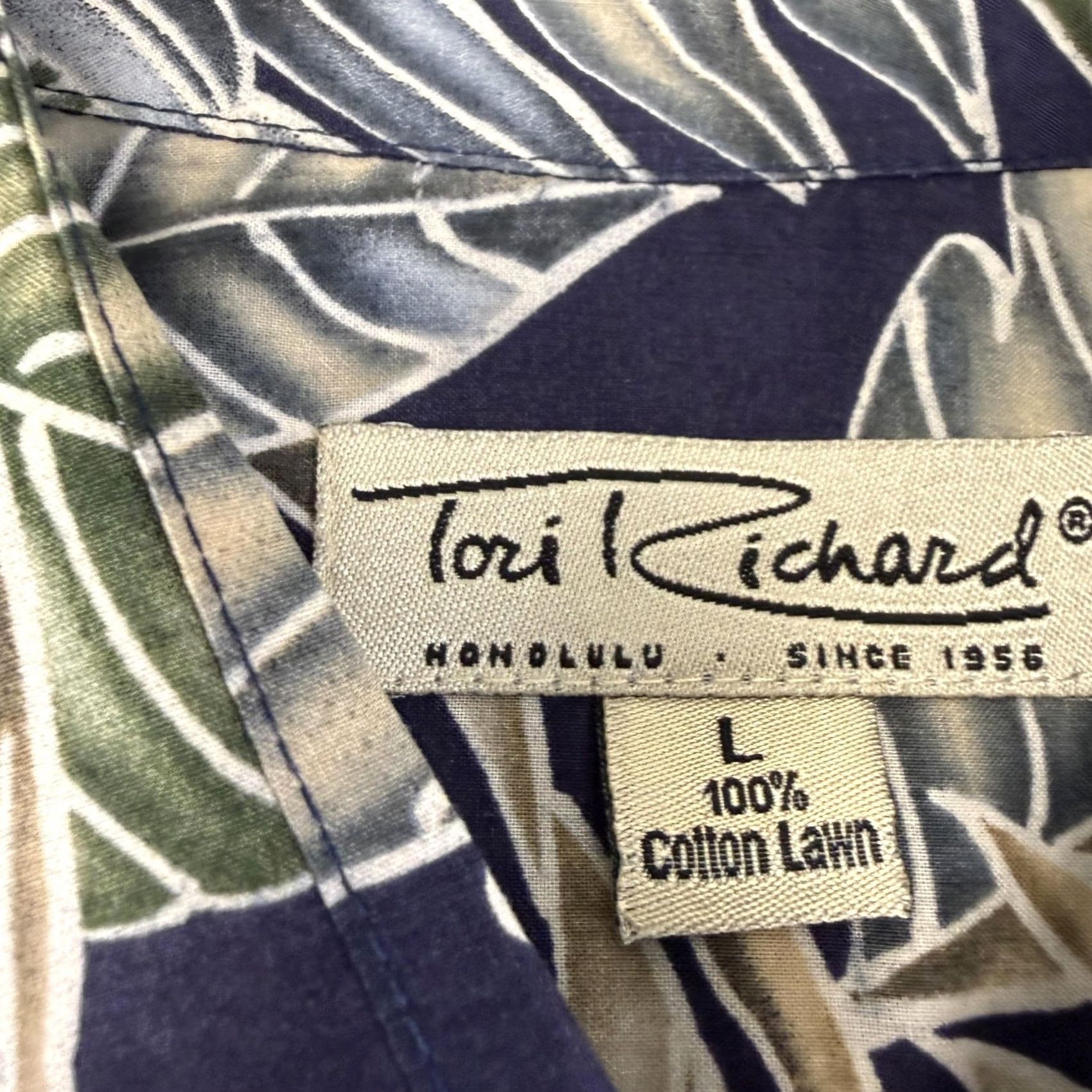 Tori Richard Tori Richard Shirt Mens Large Multicolor Leaf Hawaiian Aloha Cotton Tropical Shirt (L) Mens Mitt? Size US L / EU 52-54 / 3 - 5 Thumbnail