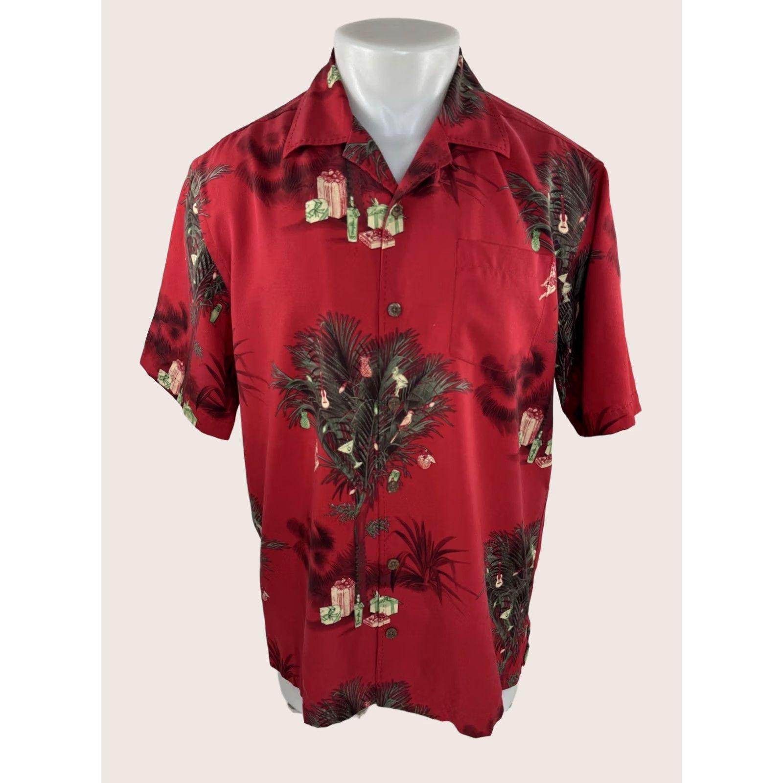 Tommy Bahama TOMMY BAHAMA HULA SHIRT Wool Silk Christmas Gift Tree M Aloha Shirt Red Short Sleeve Mens M Size US M / EU 48-50 / 2 - 1 Thumbnail