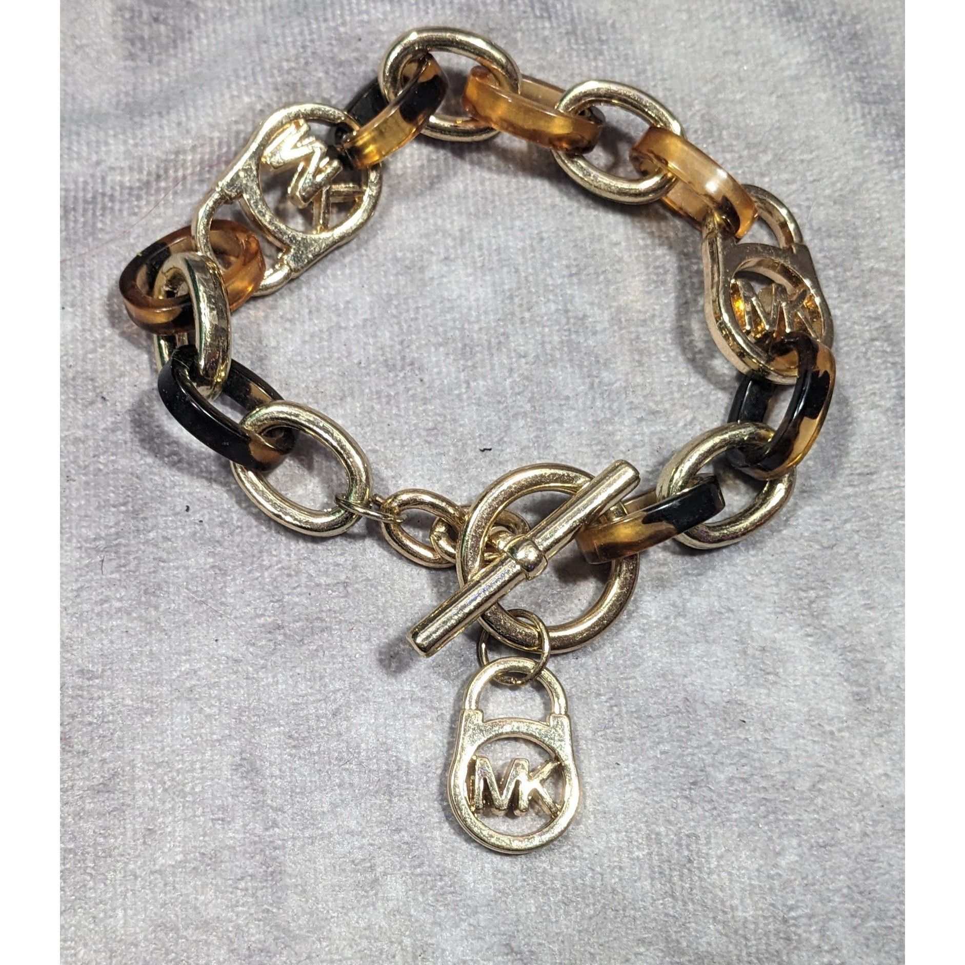 Michael Kors Michael Kors Preppy Tortoise And Gold Tone Link Bracelet Size ONE SIZE - 4 Thumbnail