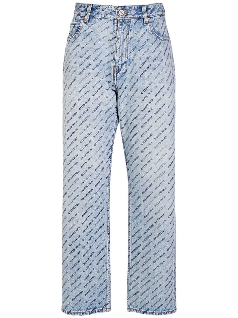 Balenciaga Stencil Allover Logo Loose Fit Buckle Pants Jeans Size US 30 / EU 46 - 1 Thumbnail