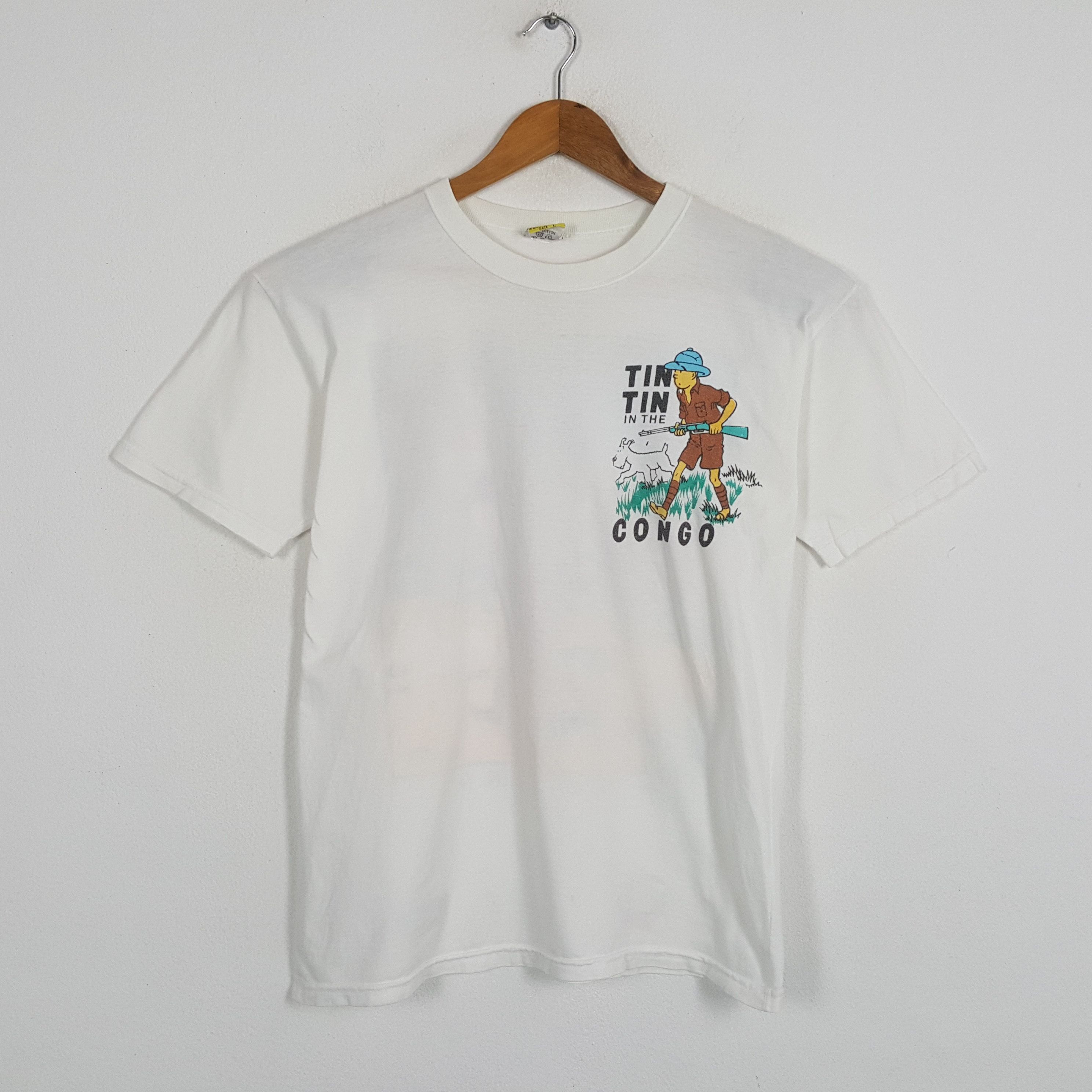 Vintage Vintage TINTIN IN THE CONGO American Animated T-Shirts Size US M / EU 48-50 / 2 - 3 Thumbnail