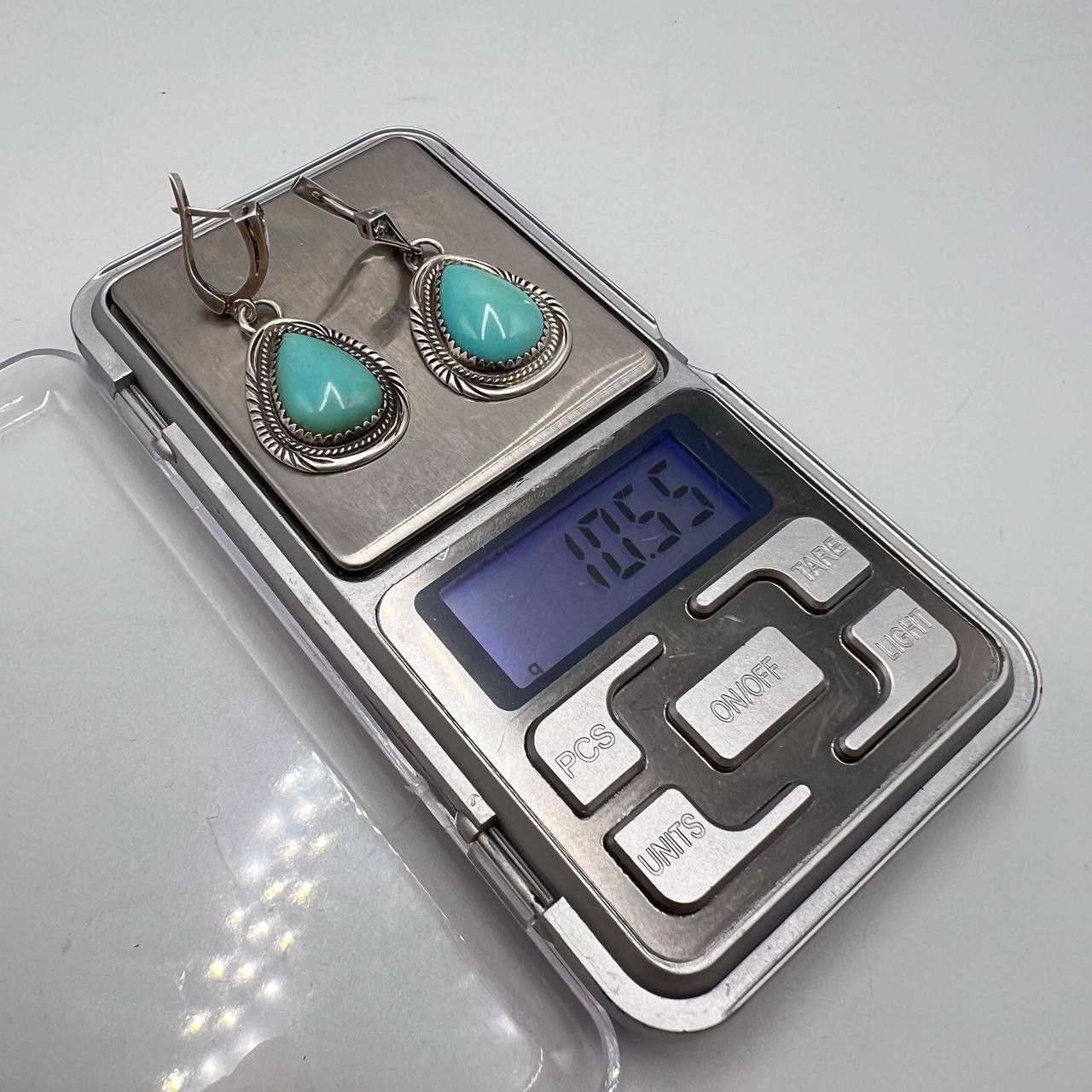 Sterling Silver Vintage Sterling Silver 925 Earrings Turquoise Stone Marked Size ONE SIZE - 5 Thumbnail