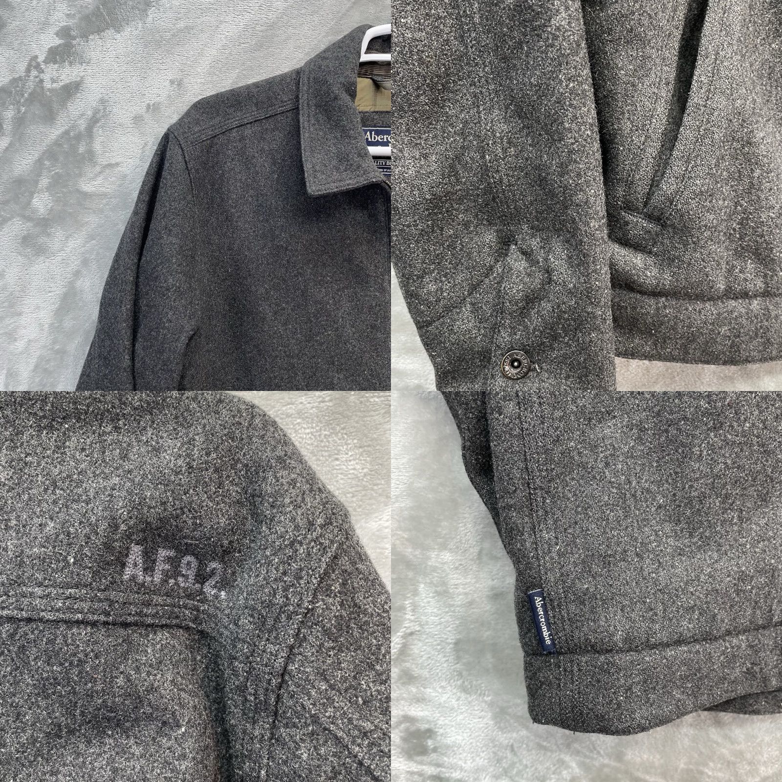 Abercrombie & Fitch VTG Abercrombie & Fitch Jacket Men XL Wool Bomber Gray Full Zip Quilted 90s Shirt? Size US XL / EU 56 / 4 - 8 Thumbnail