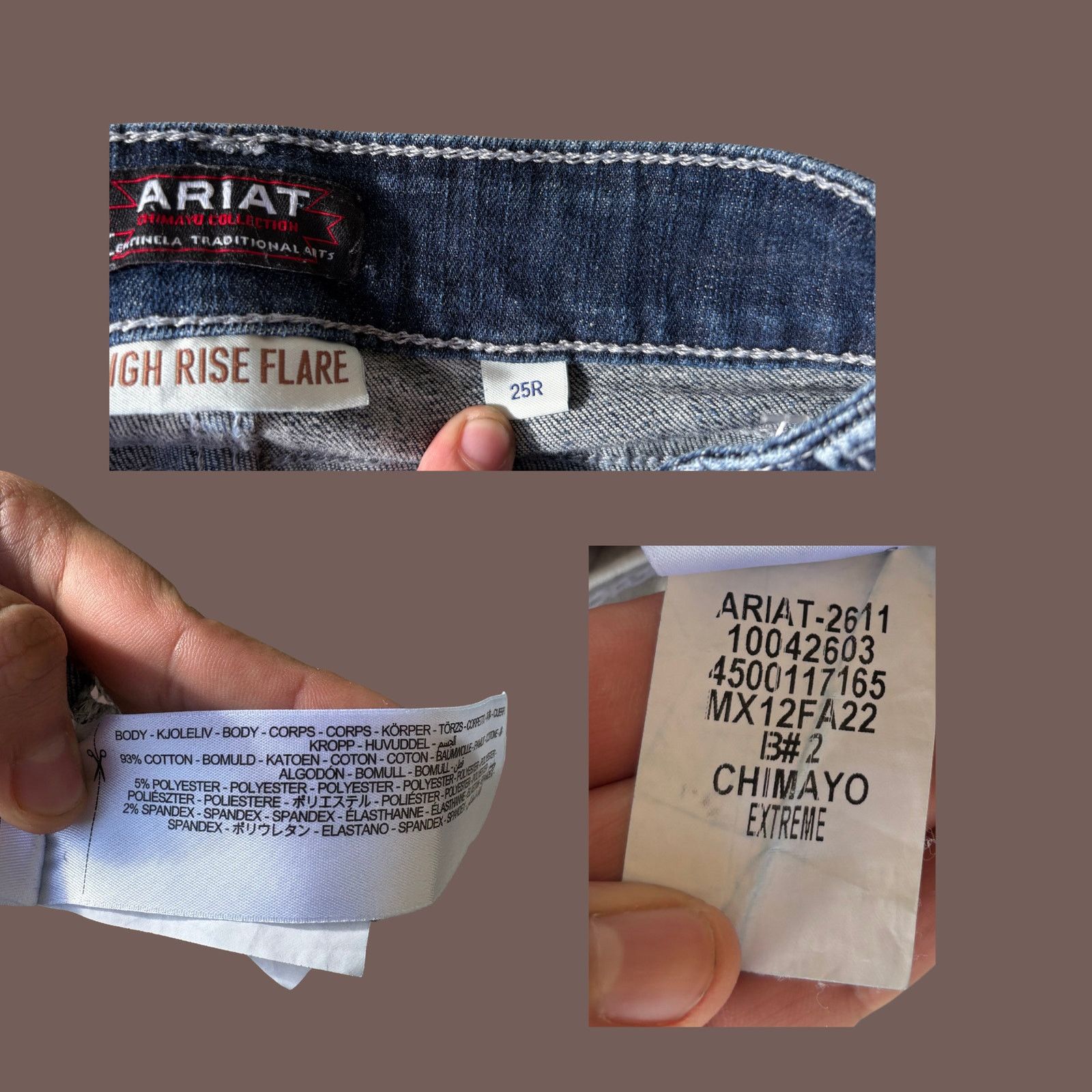 Ariat VTG Flare Jeans | Ariat Chimayo Dark Denim | Western Archive Size 25" / US 0 / IT 36 - 4 Thumbnail