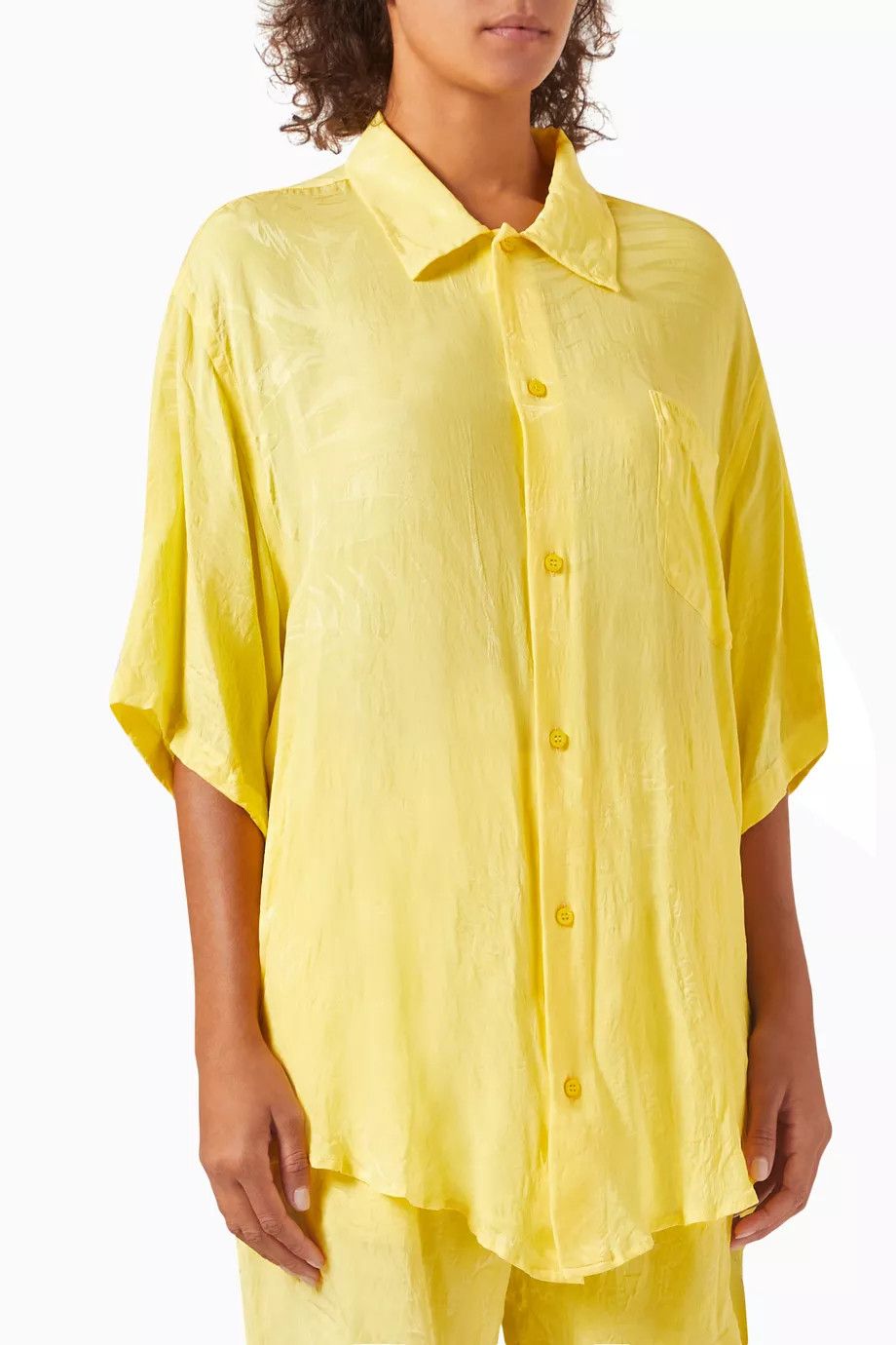 Balenciaga o1srvl11e0426 Tropical Flowers Minimal Shirt Large Fit Size M / US 6-8 / IT 42-44 - 1 Thumbnail