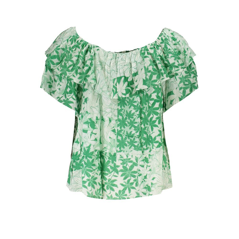 Desigual Desigual Green Boho Chic Patterned Tee with Women's Logo Size S / US 4 / IT 40 - 2 Thumbnail