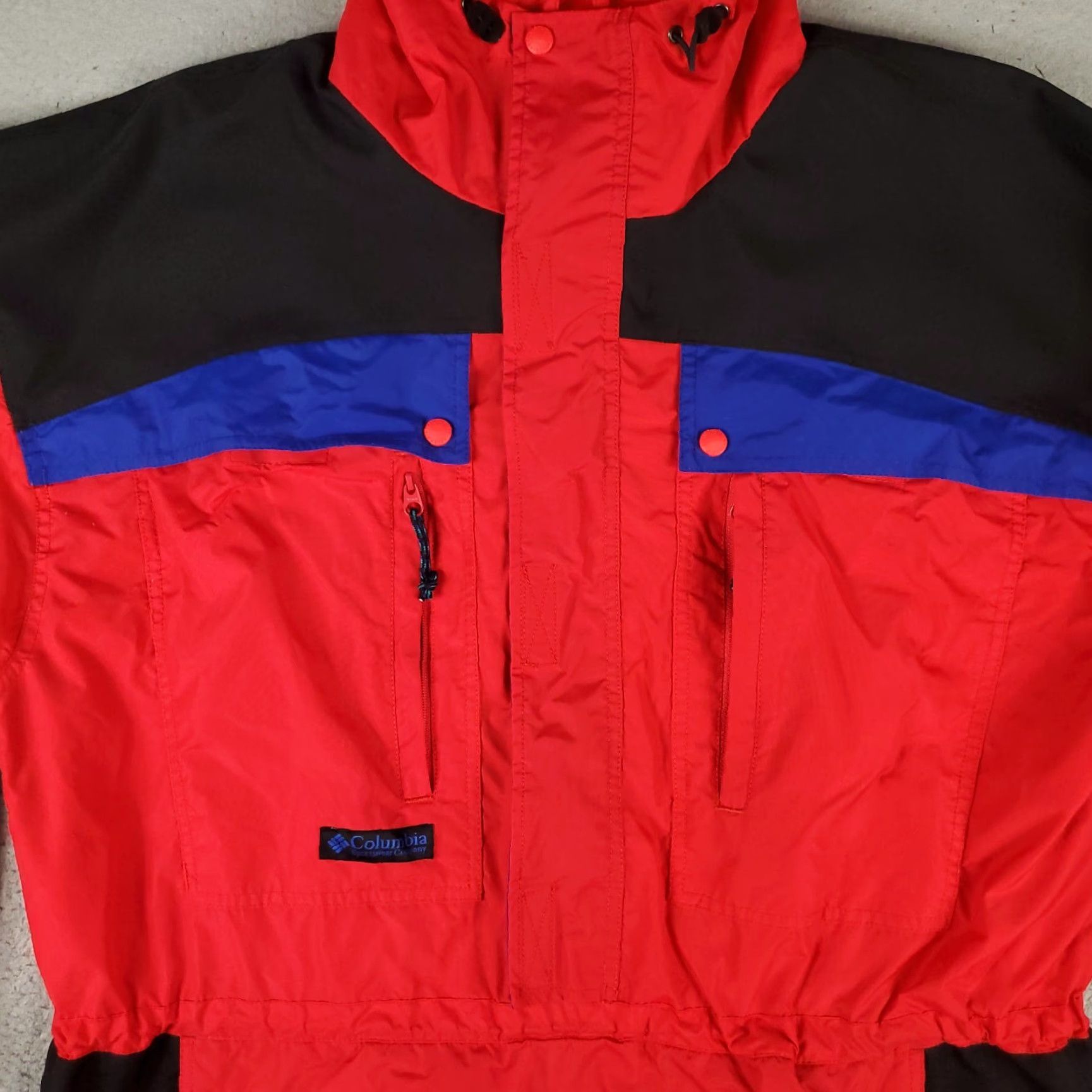 Vintage Columbia Jacket Mens Size Large Red Nylon Full Zip Hooded Windbreaker Short Length Sports Size US L / EU 52-54 / 3 - 3 Thumbnail