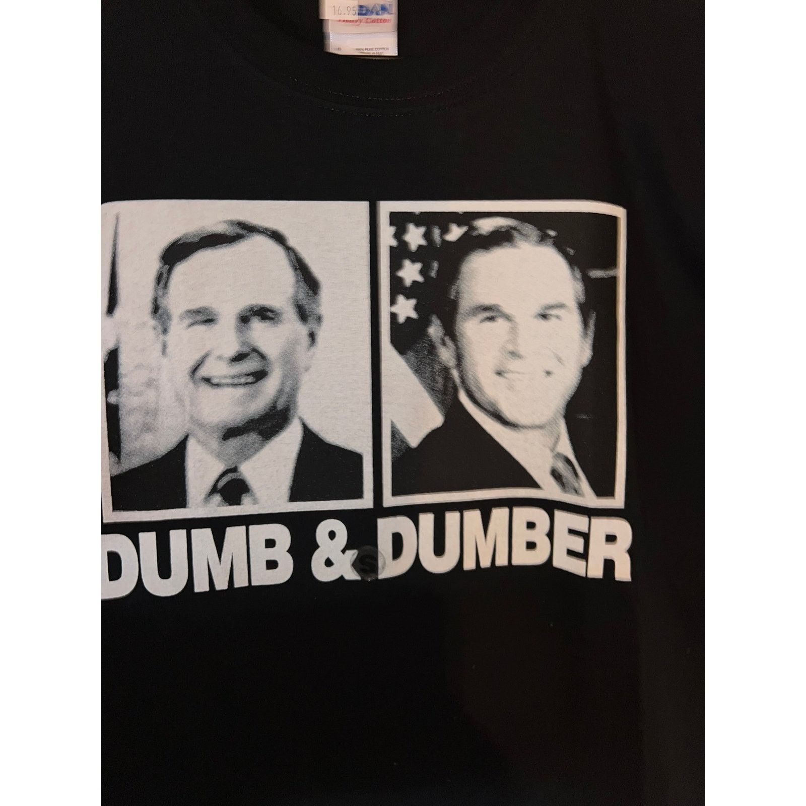 Gildan Vintage Funny Political George Bush Parody Small Black Shirt Size US S / EU 44-46 / 1 - 4 Thumbnail