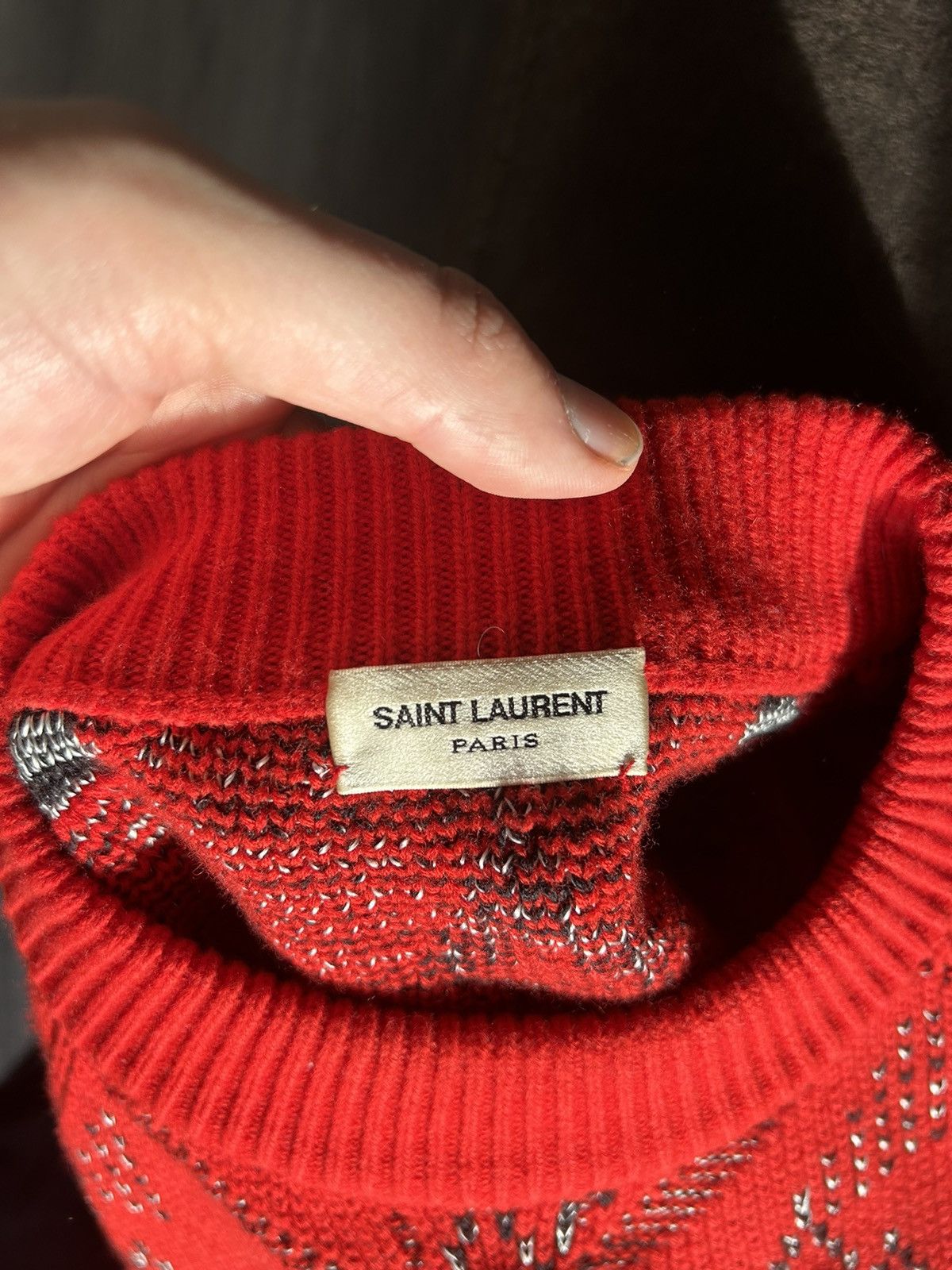 Saint Laurent Paris Wool/Cashmere Blend Jacquard Sweater Size US S / EU 44-46 / 1 - 9 Thumbnail