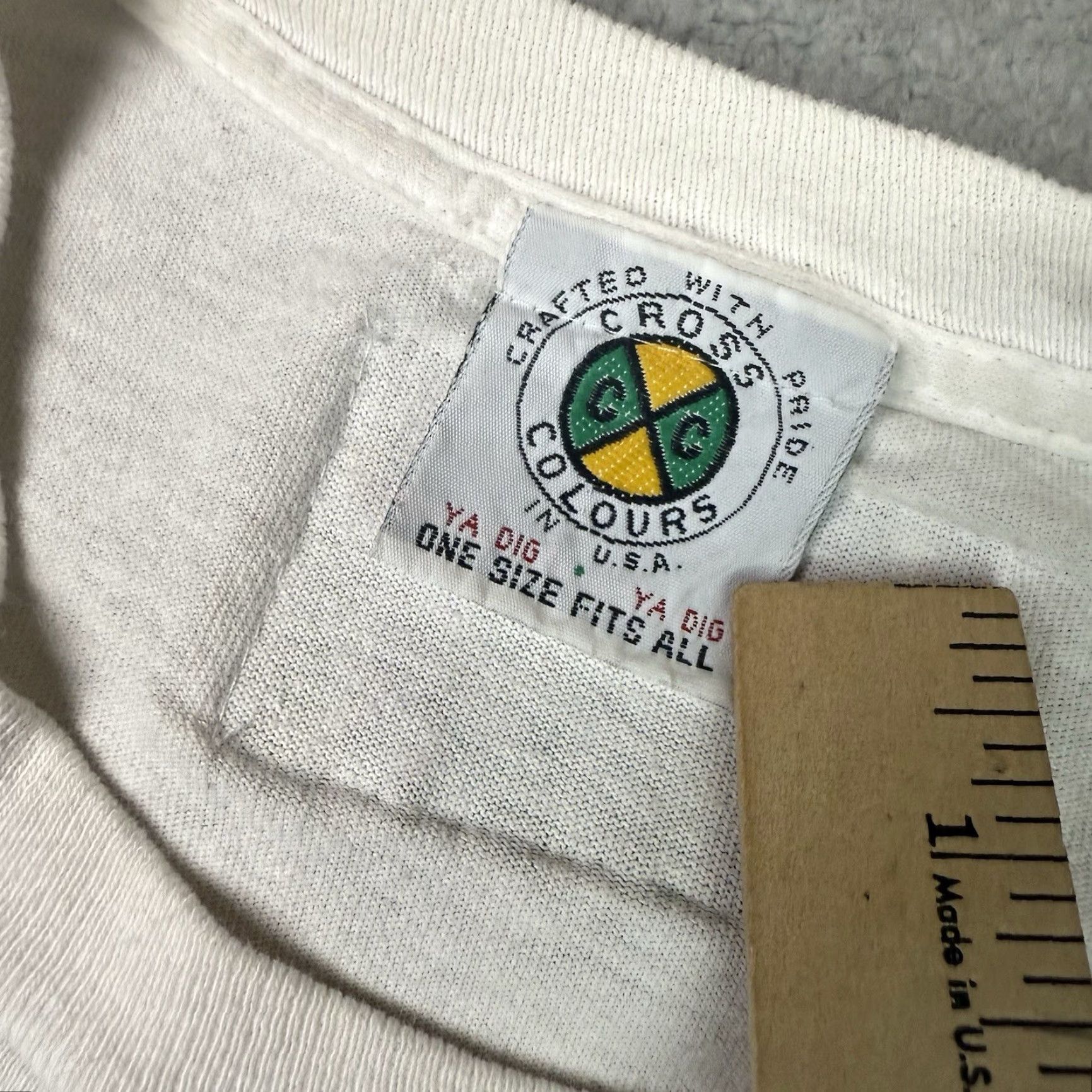 Vintage VINTAGE Cross Colours T Shirt Mens XL White 80s 90s Hip Hop Graphic Print Short Sleeve Crew Neck Cotton Size US XL / EU 56 / 4 - 5 Thumbnail