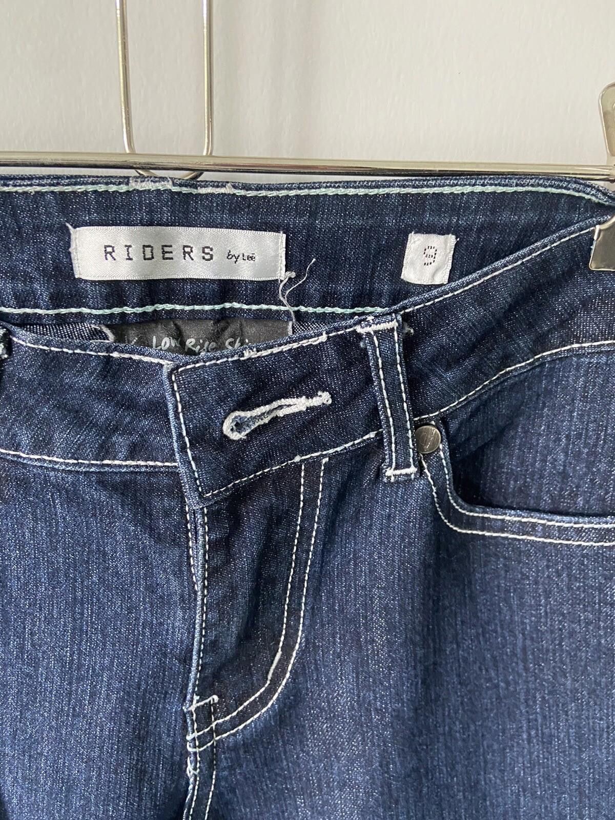 Designer Lee Riders Dark Blue Denim Jeans Low Rise Y2K Skinny Size 9 Size 28" / US 6 / IT 42 - 3 Thumbnail