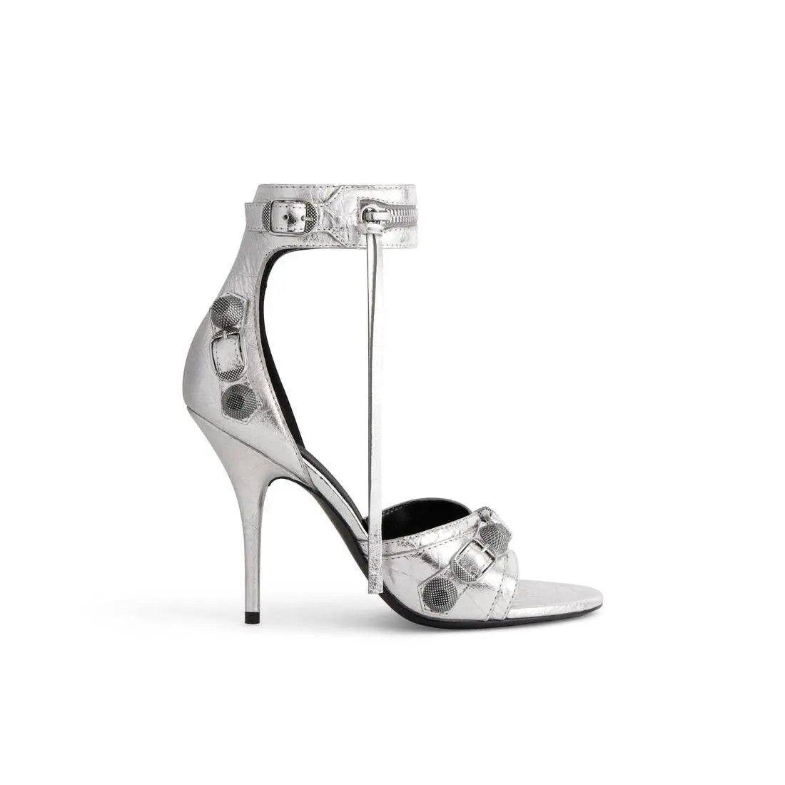 Balenciaga o1srvl11e0426 Cagole 110mm Sandals Metallized in Silver Size US 5 / IT 35 - 1 Thumbnail