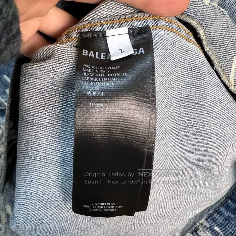 Balenciaga Balenciaga Distressed Slogan Printed Logo Denim Jacket Size US S / EU 44-46 / 1 - 4 Thumbnail
