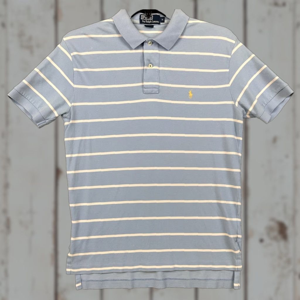 Polo Ralph Lauren Polo Ralph Lauren Polo Shirt Mens Medium Blue White Striped Pony Classic Cotton Polo Shirt Mens Medium Blue White Striped Pony Classic Cotton Size US M / EU 48-50 / 2 - 1 Thumbnail