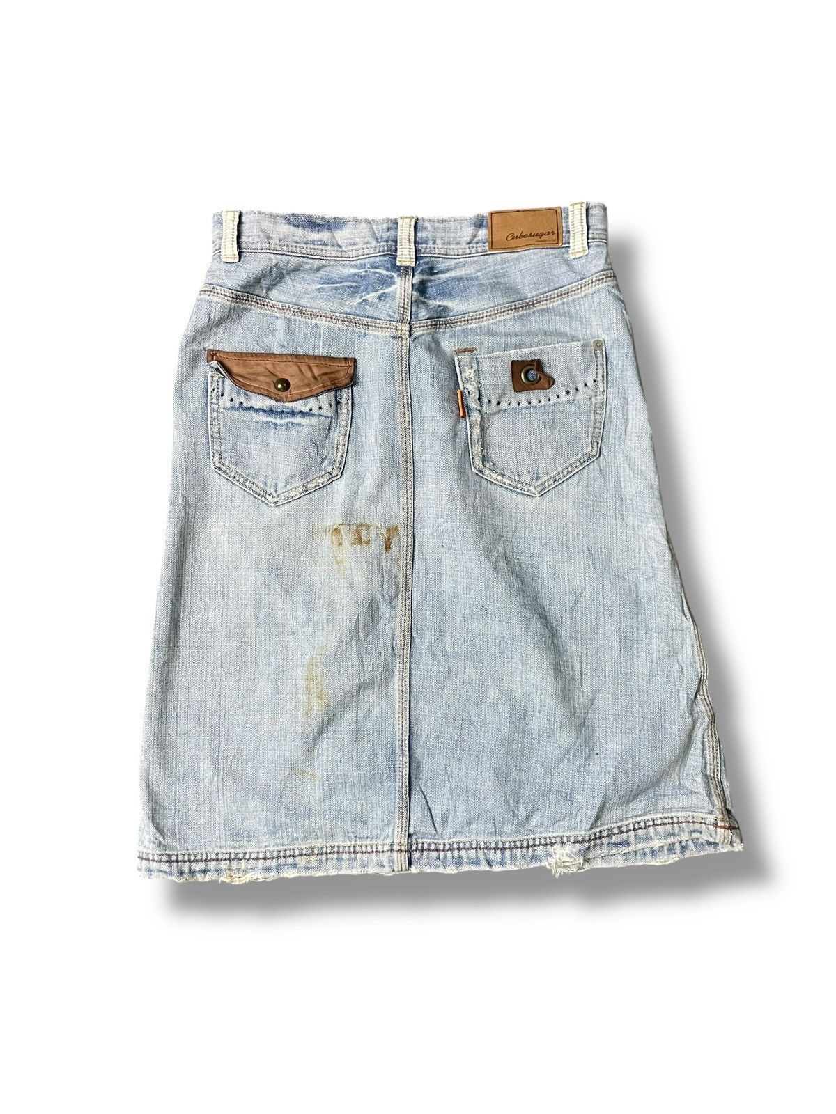 Japanese Brand Cube Sugar Brand Denim Midi Skirt (66) Size 27" / US 4 / IT 40 - 4 Thumbnail