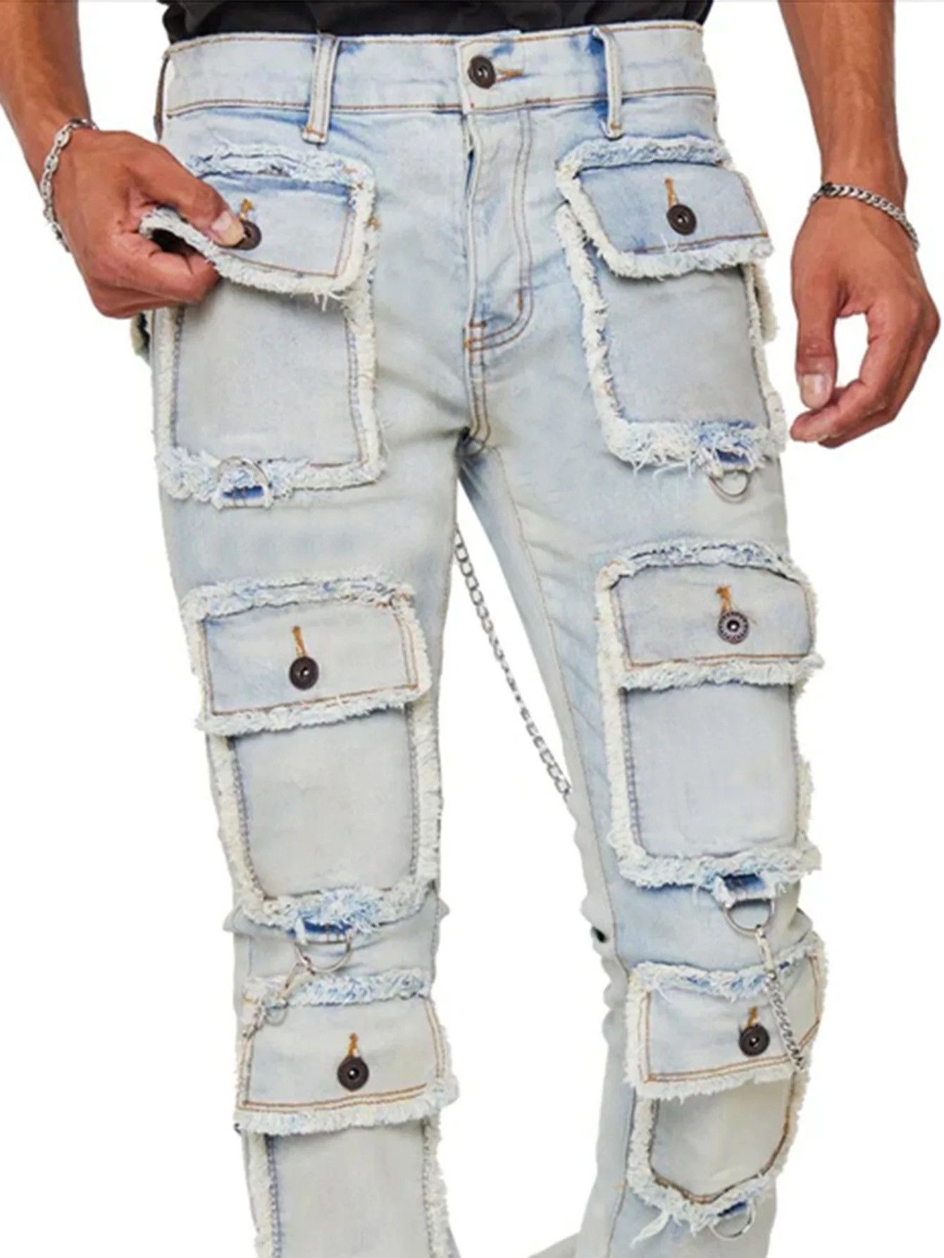 Japanese Brand × Vintage Heavy Industry Multi Pockets Design Denim Cargo Pants Size US 34 / EU 50 - 5 Thumbnail