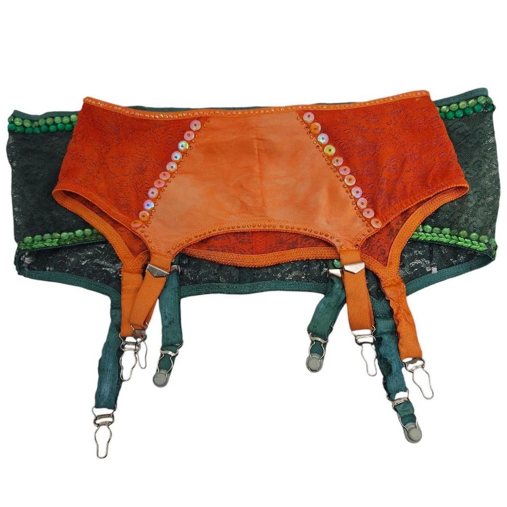 Vintage Vintage Orange 1950s-1960s Rhinestone Sequin Garter Belt | Grailed