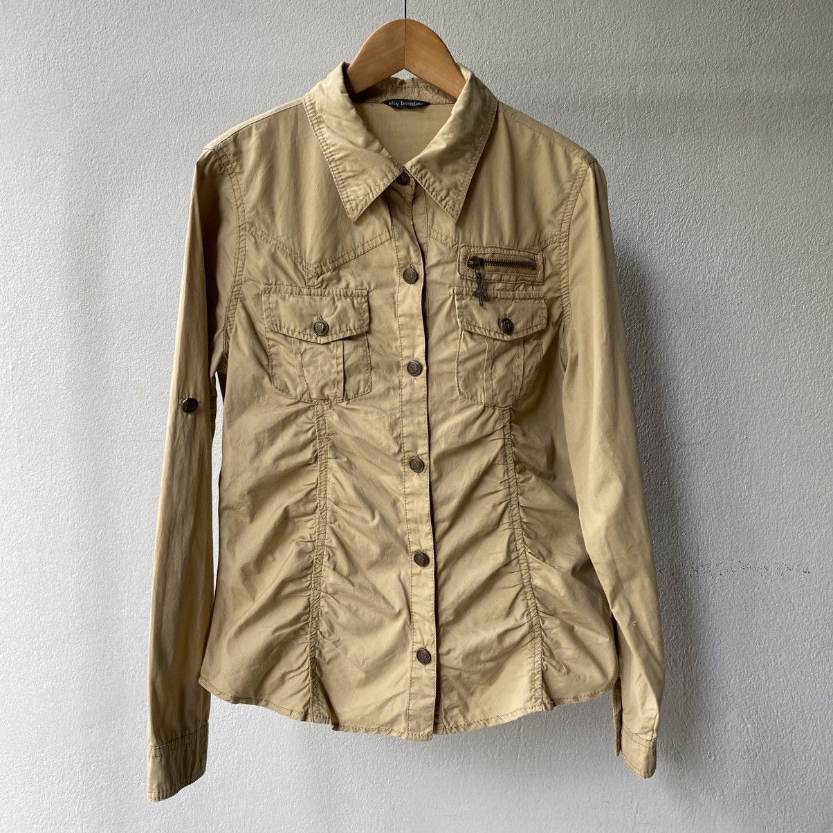 Japanese Brand Y2K PUNK SKY bumble Beige Utility Shirt Size M / US 6-8 / IT 42-44 - 3 Thumbnail