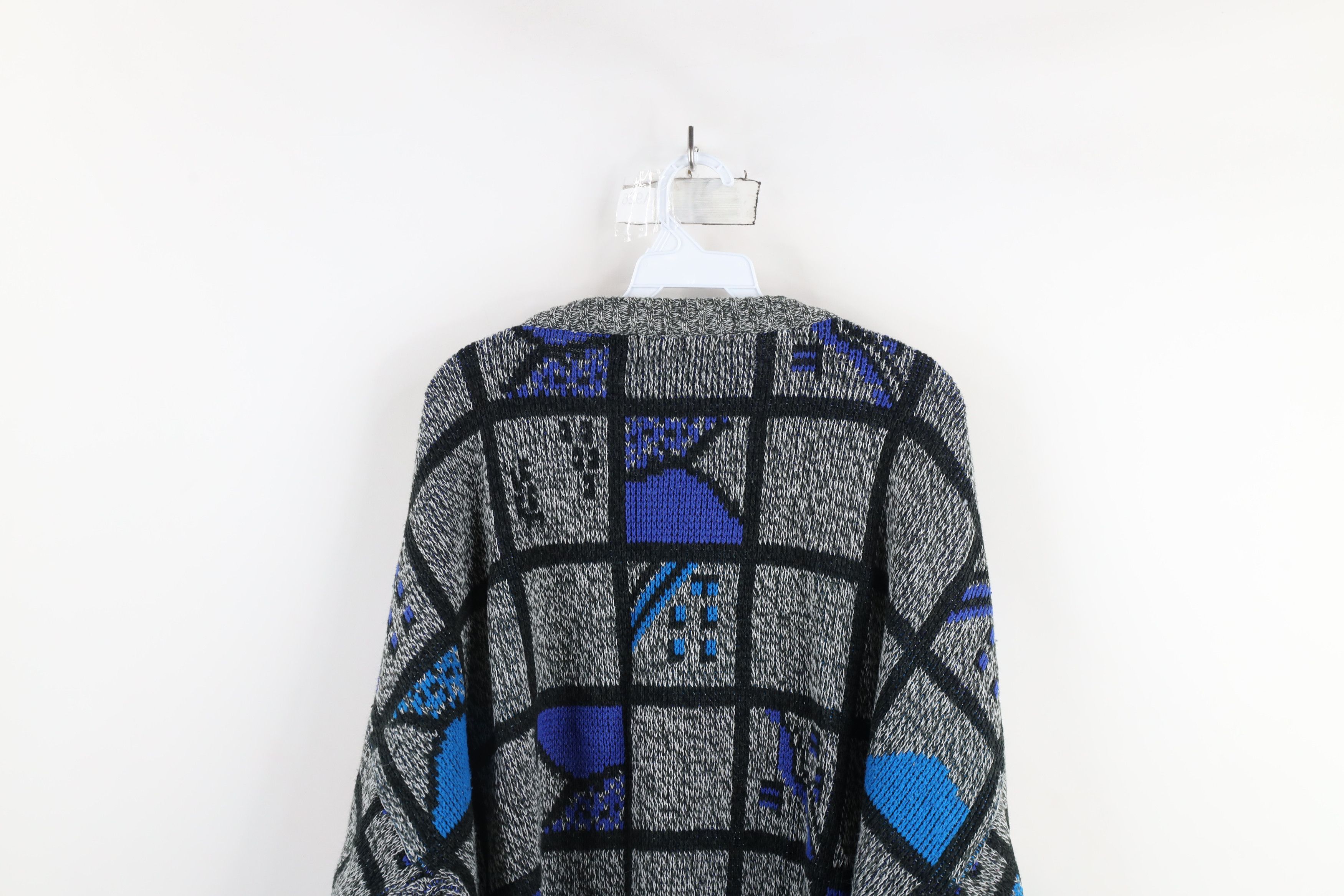Vintage Vintage 90s Coogi Style Checkered Abstract Knit Sweater Size US XXL / EU 58 / 5 - 9 Thumbnail