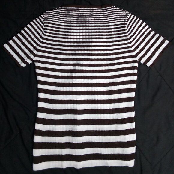 Other Vintage Alex Colman Ribbed Striped Op Art Polyester T-Shirt Size L / US 10 / IT 46 - 5 Thumbnail