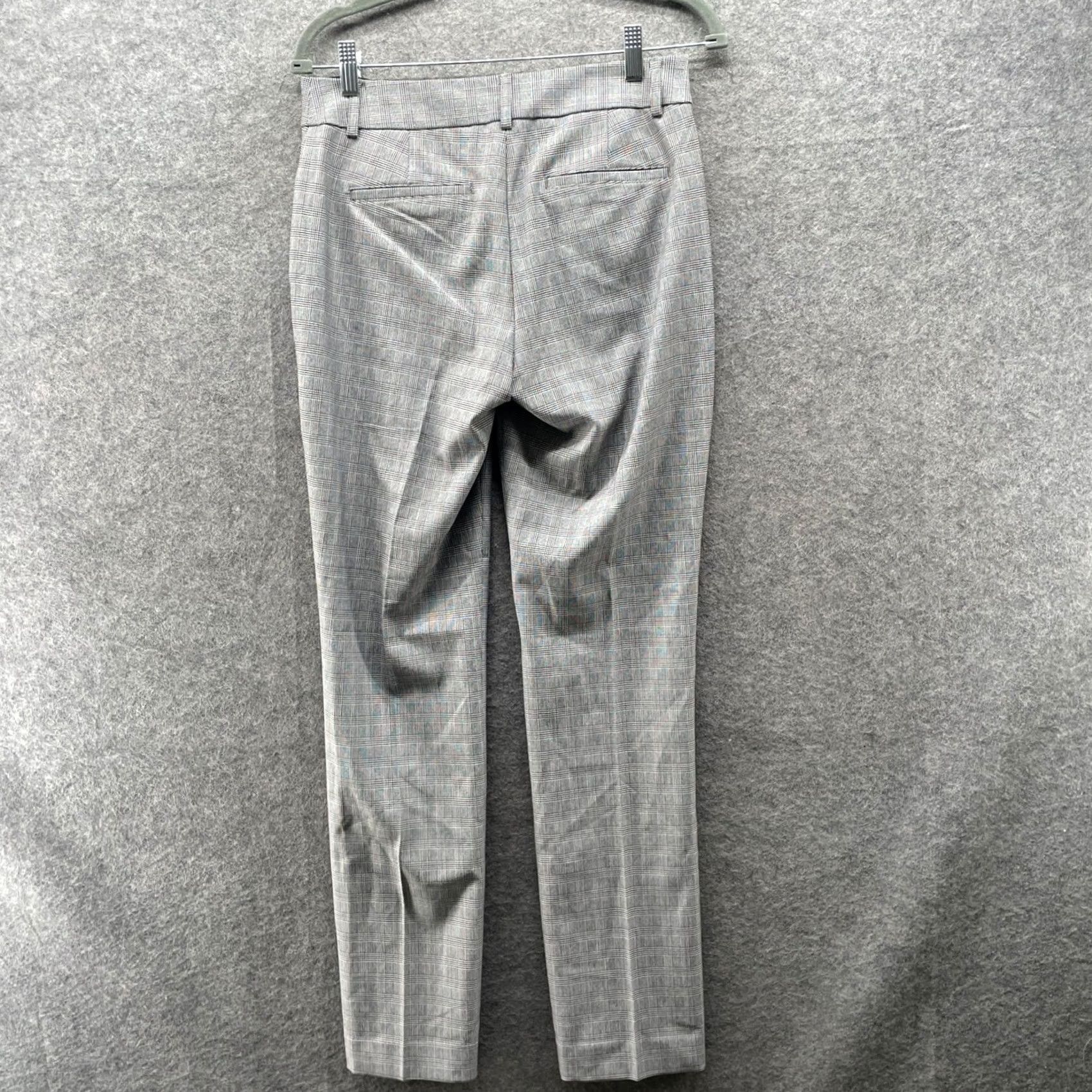 Express Express Columnist Slim Mid Rise Dress Pants Womens 6 Gray Glen Plaid Stretch Size 28" / US 6 / IT 42 - 2 Thumbnail