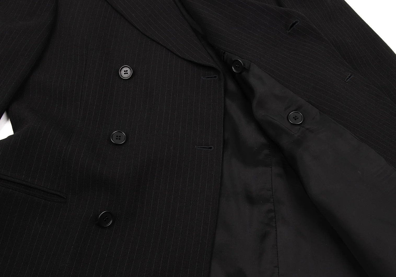 Emporio Armani Pinstripe Wool Double Jacket in Dark Navy Size 48 Size US M / EU 48-50 / 2 - 10 Thumbnail