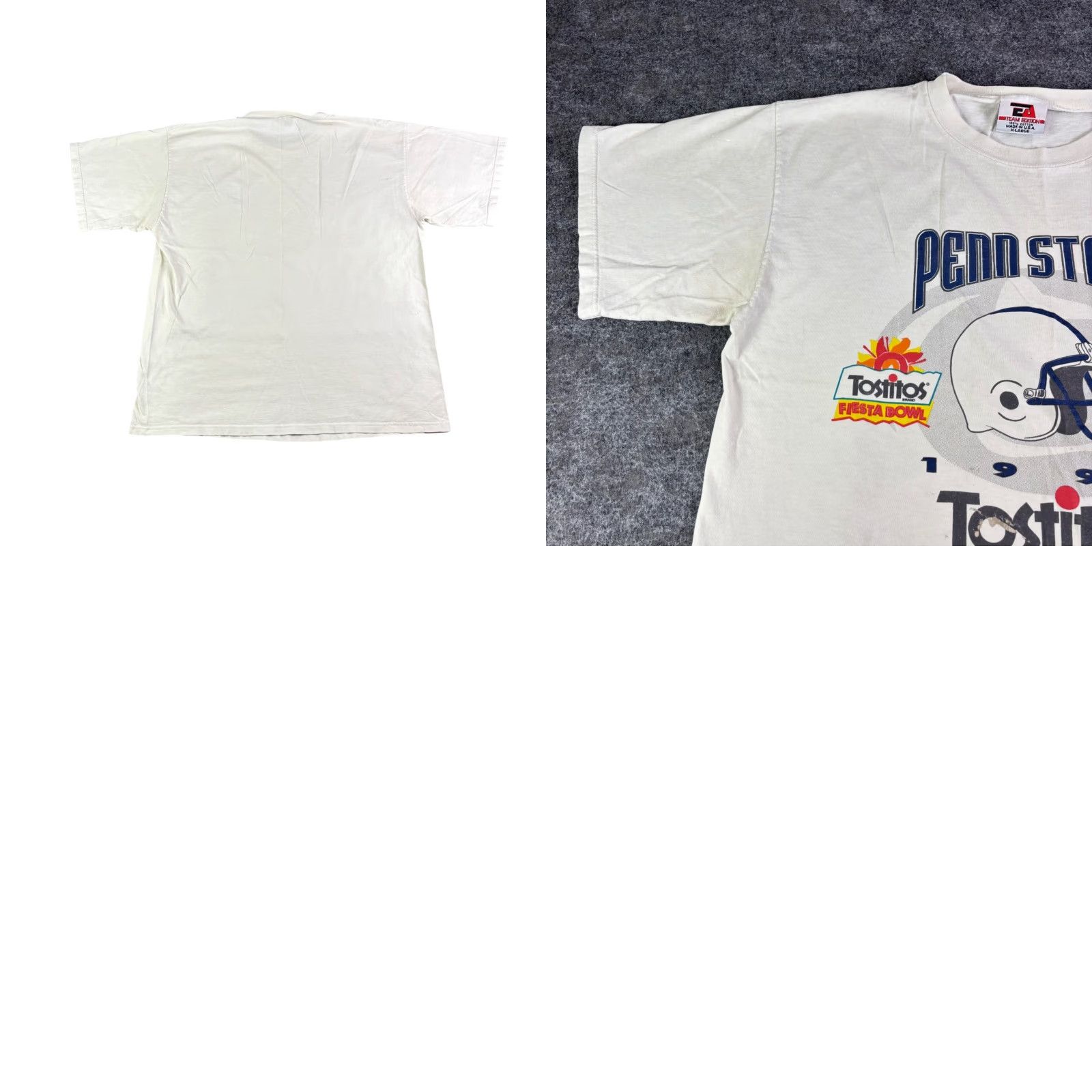 Penn VINTAGE 1997 Penn State Tostitos Fiesta Bowl Shirt XL Team Edition White USA Men's XL Graphic Tee Sportswear Size US XL / EU 56 / 4 - 8 Thumbnail