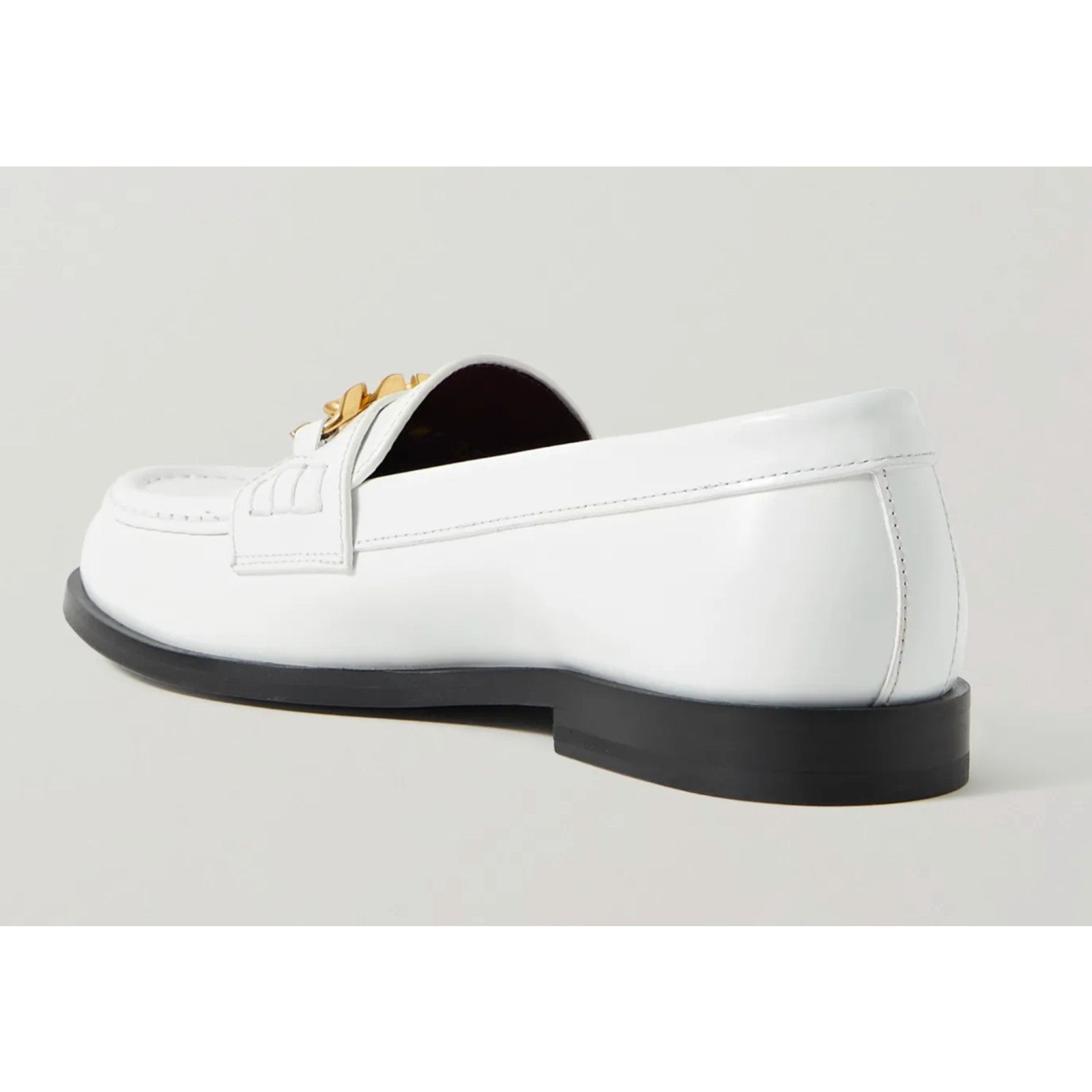 Valentino White Leather V Logo Chain Gold Mule Slip On Flat Loafer 37 Size US 7 / IT 37 - 10 Thumbnail