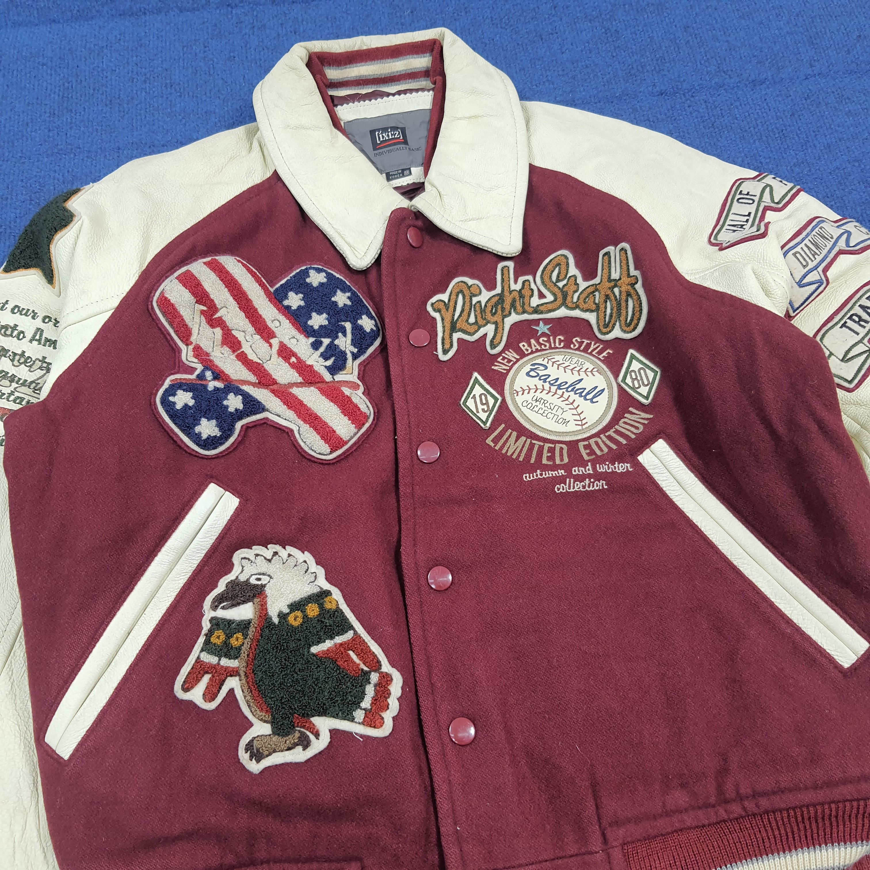 Vintage [ixi:z] Wool Leather Baseball Bomber Retro 90s Urban C295N22 Size US M / EU 48-50 / 2 - 2 Thumbnail