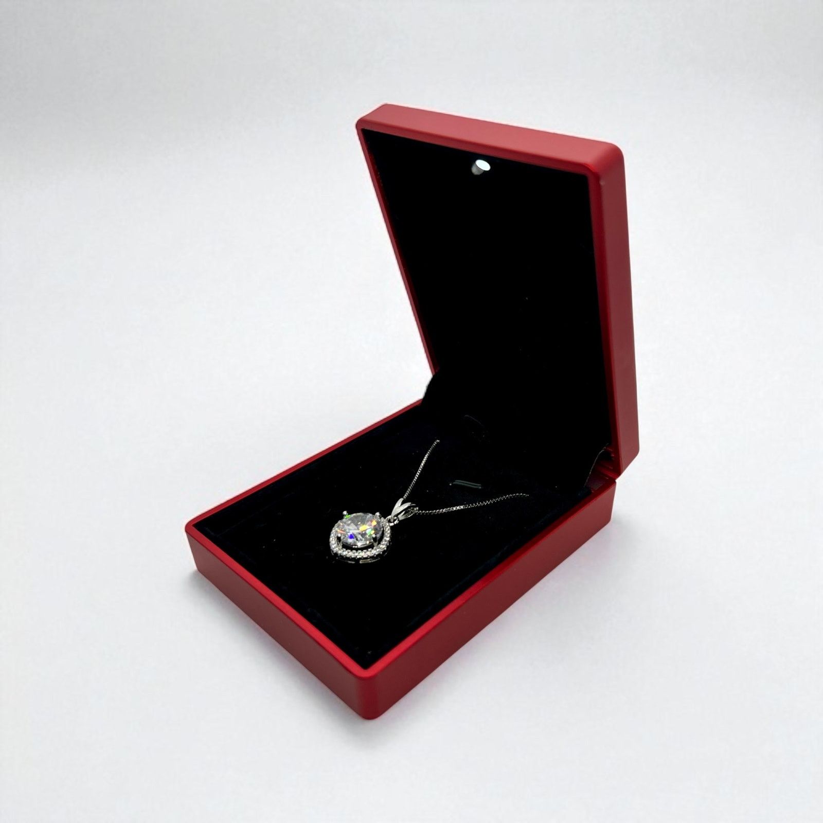 Vintage Italian Sterling Silver Cubic Zirconia Halo Pendant Necklace Size ONE SIZE - 14 Thumbnail