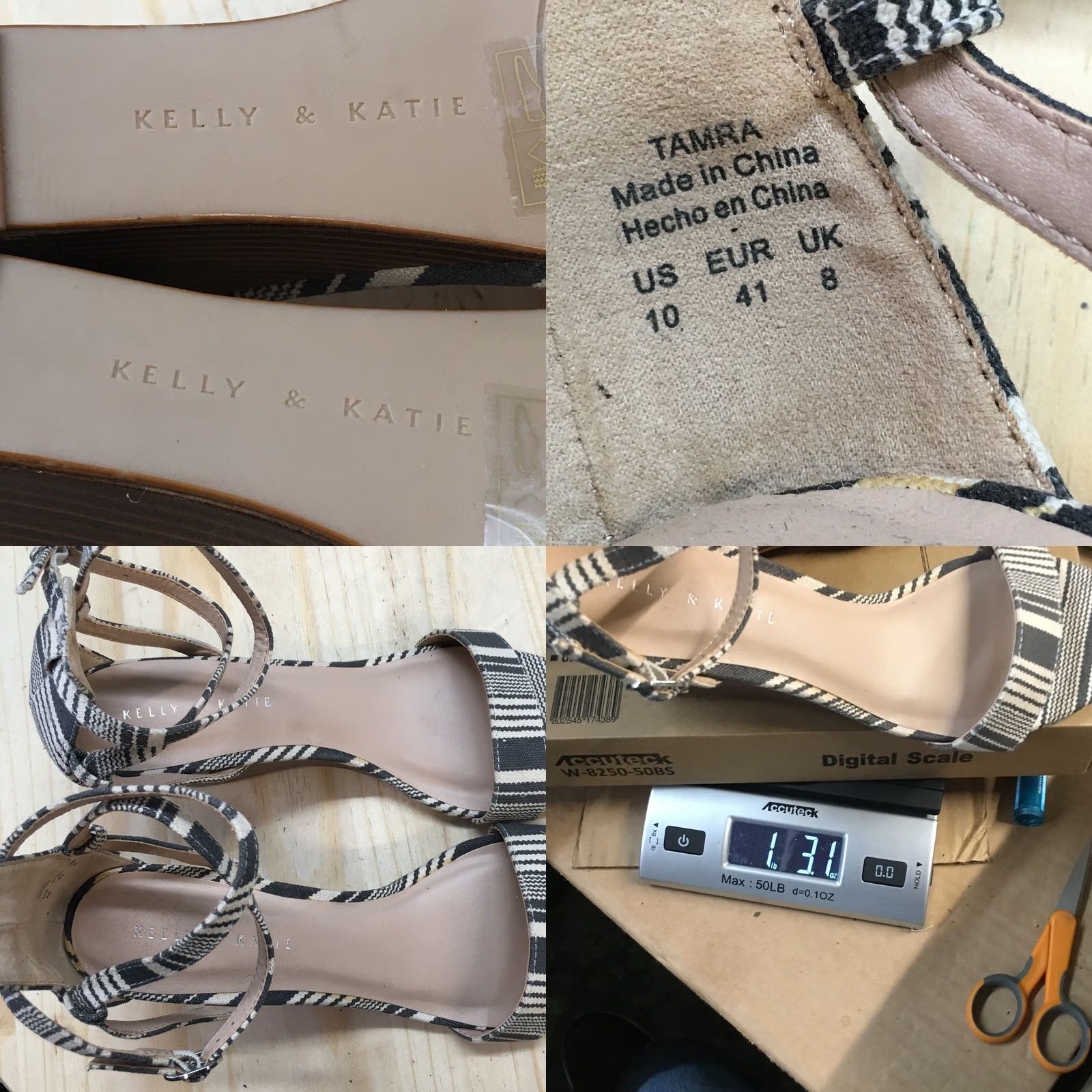 Vintage Kelly & Katie Heels Womens 10 Tamra Ankle Strap Wedges Casual Gray Fabric Size US 10 / IT 40 - 9 Thumbnail