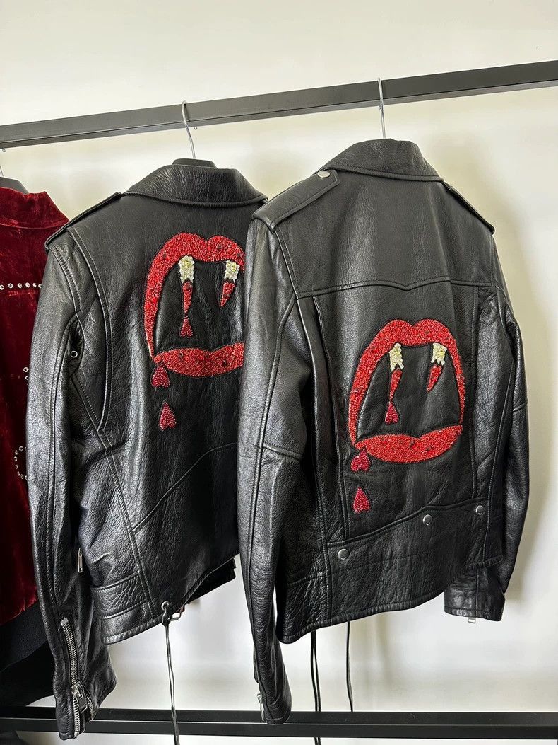 Saint Laurent Paris Saint Laurent Paris Blood Teeth Leather Jacket-2506 Size US S / EU 44-46 / 1 - 2 Thumbnail