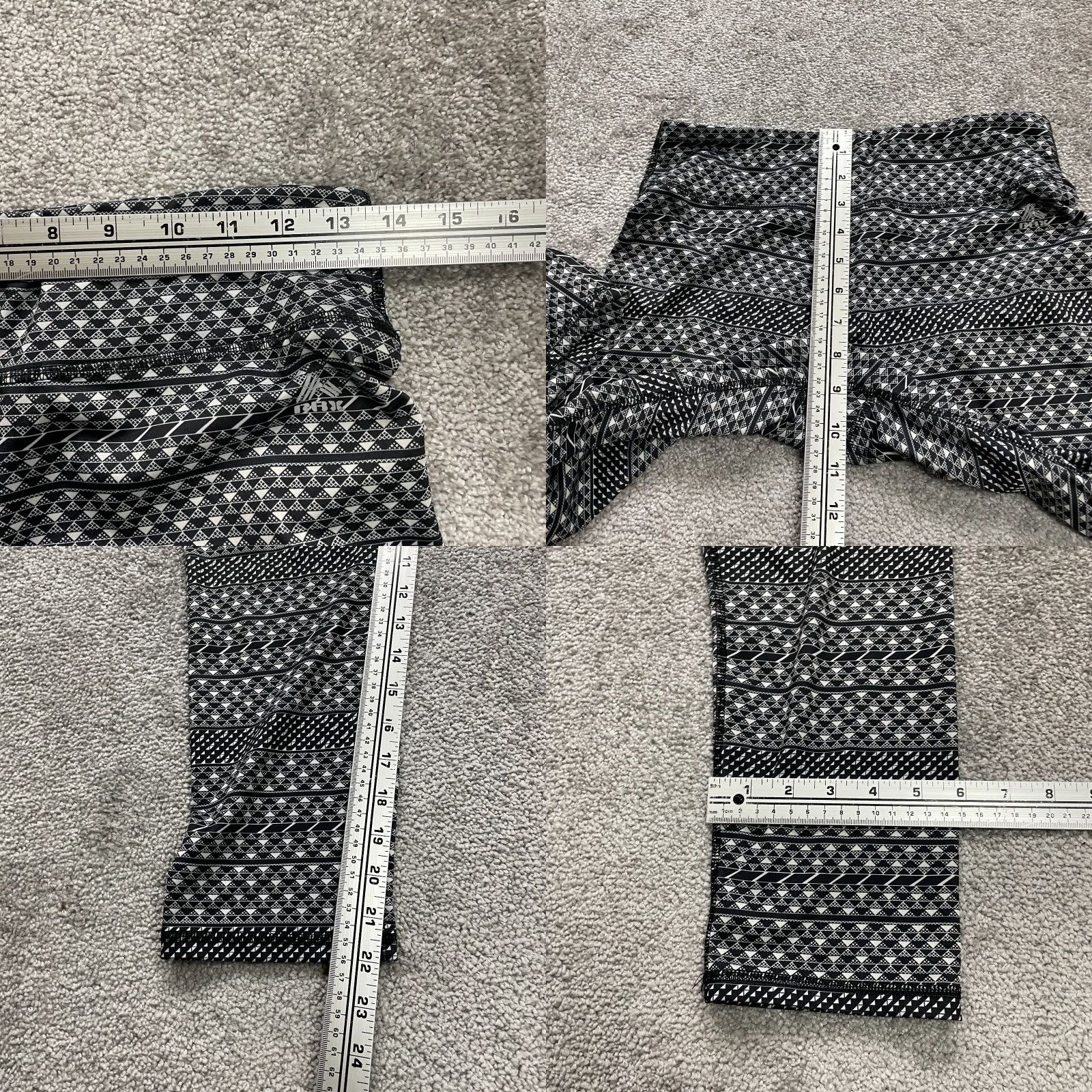 Vintage RBX Compression Leggings Women M Black Geometric Active Yoga Adult Medium Waist 28 in Skinny Leg Style Athleisure Size 32" / US 10 / IT 46 - 8 Thumbnail