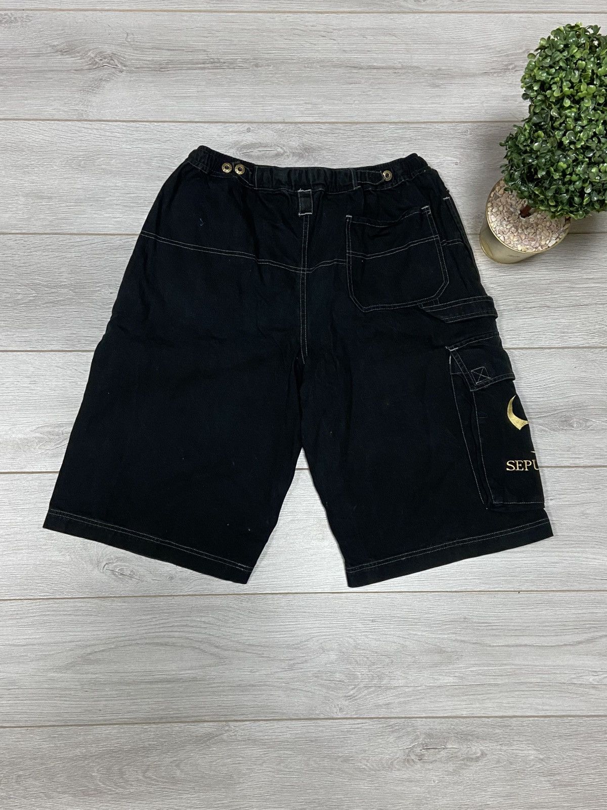 Vintage Sepultura BBC Blue grape company cargo shorts RARE Size US 36 / EU 52 - 10 Thumbnail