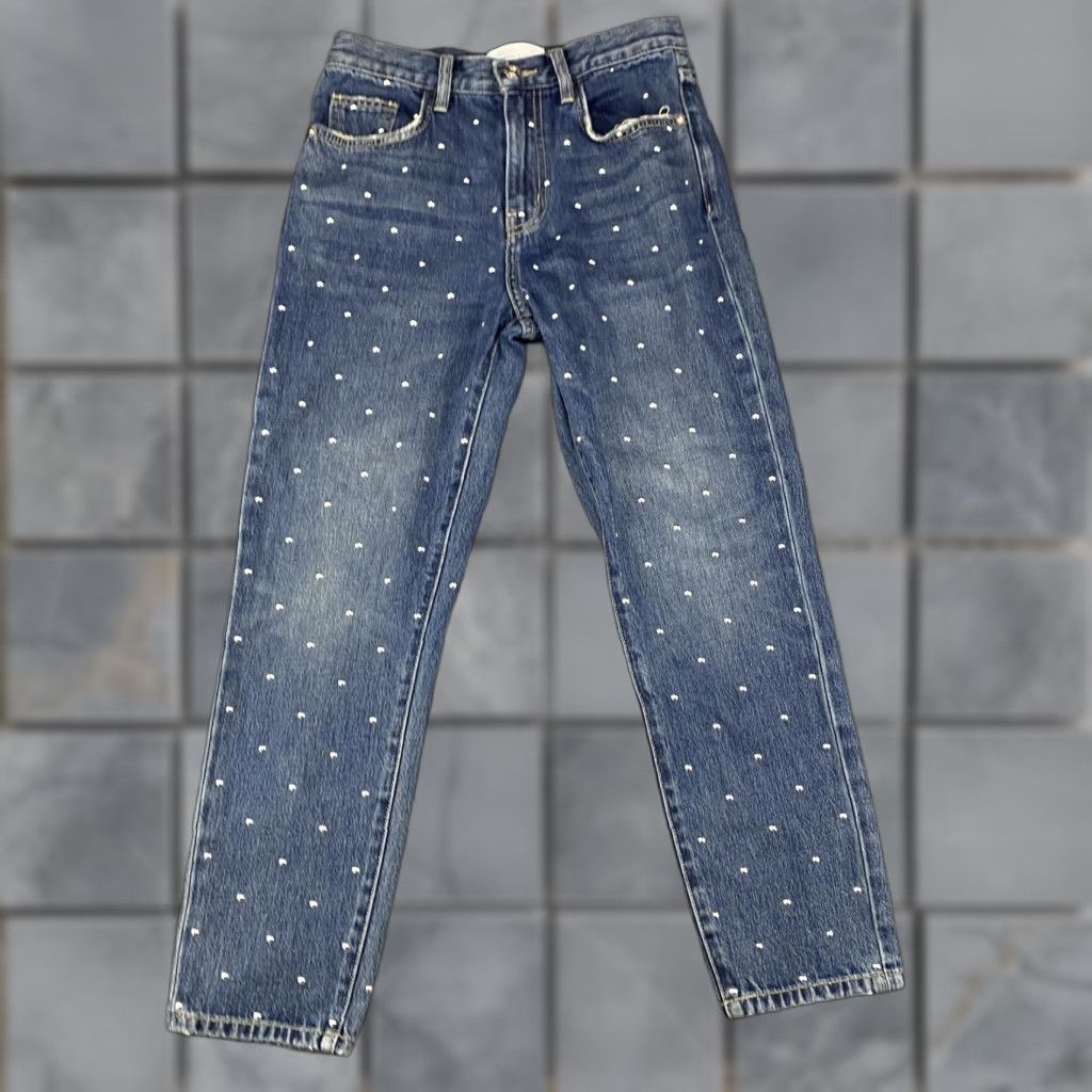 Vintage Current/Elliott Jeans Womens 25 Blue Studded Embellished Denim Straight Leg Size 42" / US 20 - 1 Thumbnail