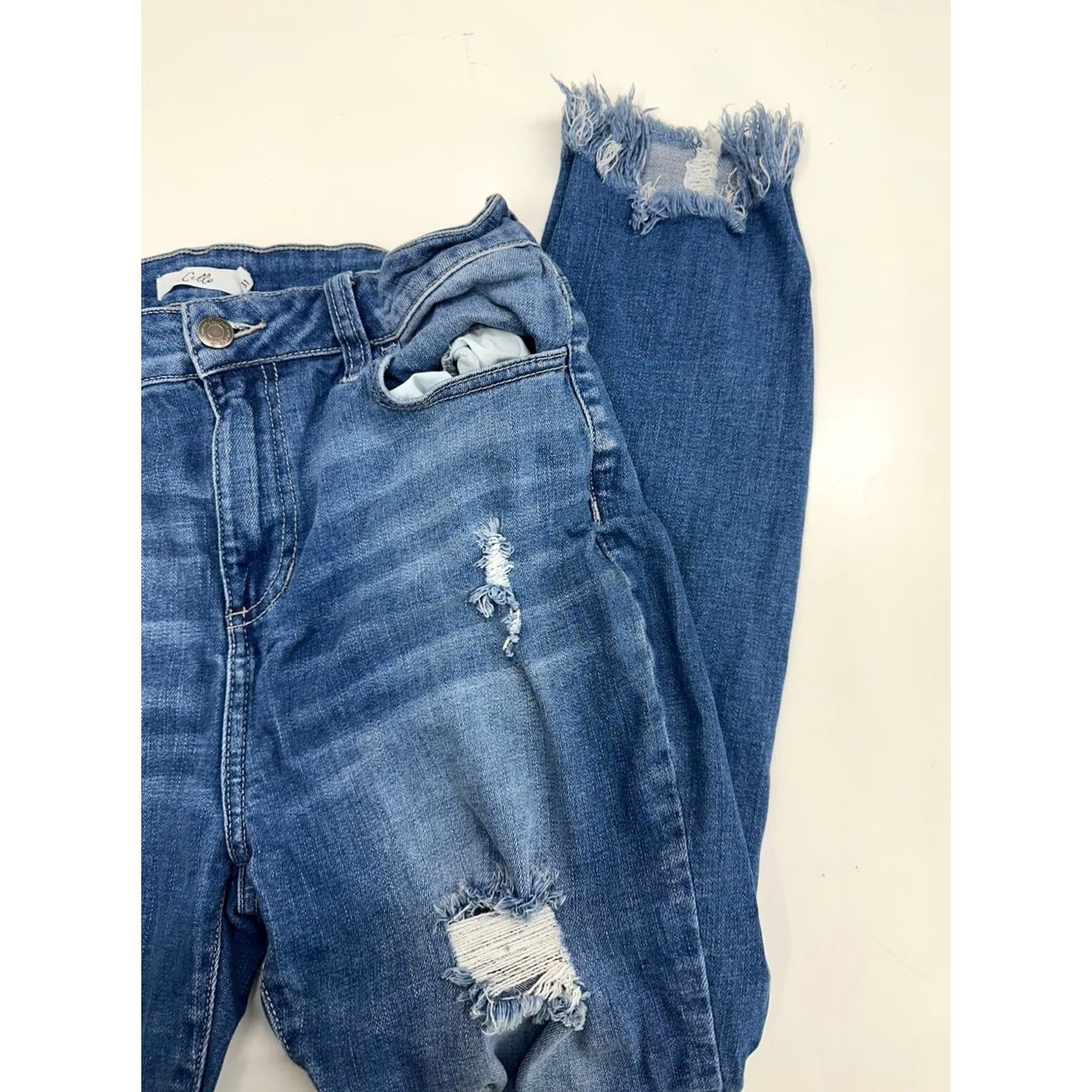 Denime Cello Juniors Jeans Distressed Denim Raw Hem Size 13/31 Blue Size 34" / US 12 / IT 48 - 3 Thumbnail