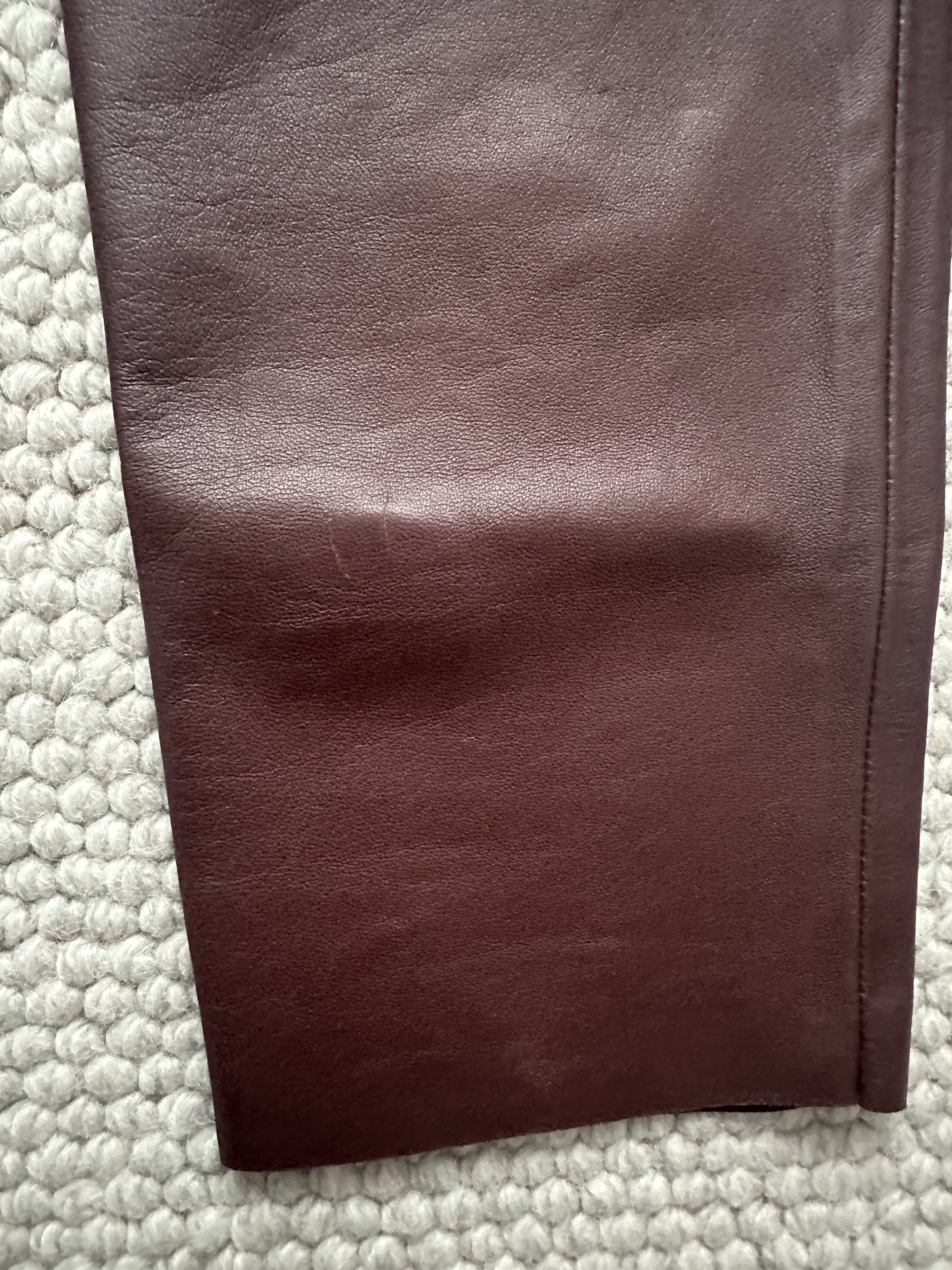 Gucci GUCCI lined burgundy / maroon brown soft leather pants Size 27" / US 4 / IT 40 - 16 Thumbnail