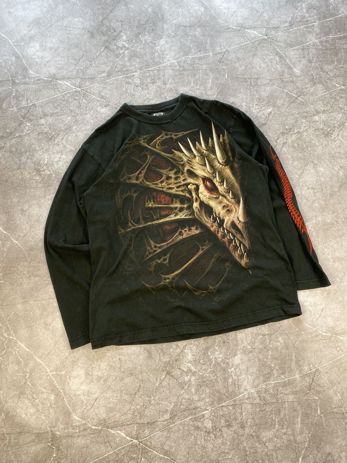 Vintage Vintage 90s Spiral Dragon Skeleton Big Logo Long Sleeve Size US L / EU 52-54 / 3 - 1 Thumbnail