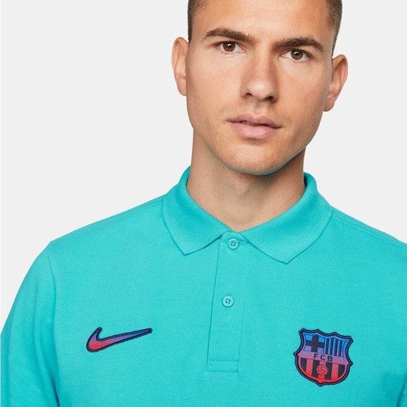 Nike NIKE x FC BARCELONA TEAL POLO T-SHIRT SZ LARGE L Size US L / EU 52-54 / 3 - 3 Thumbnail