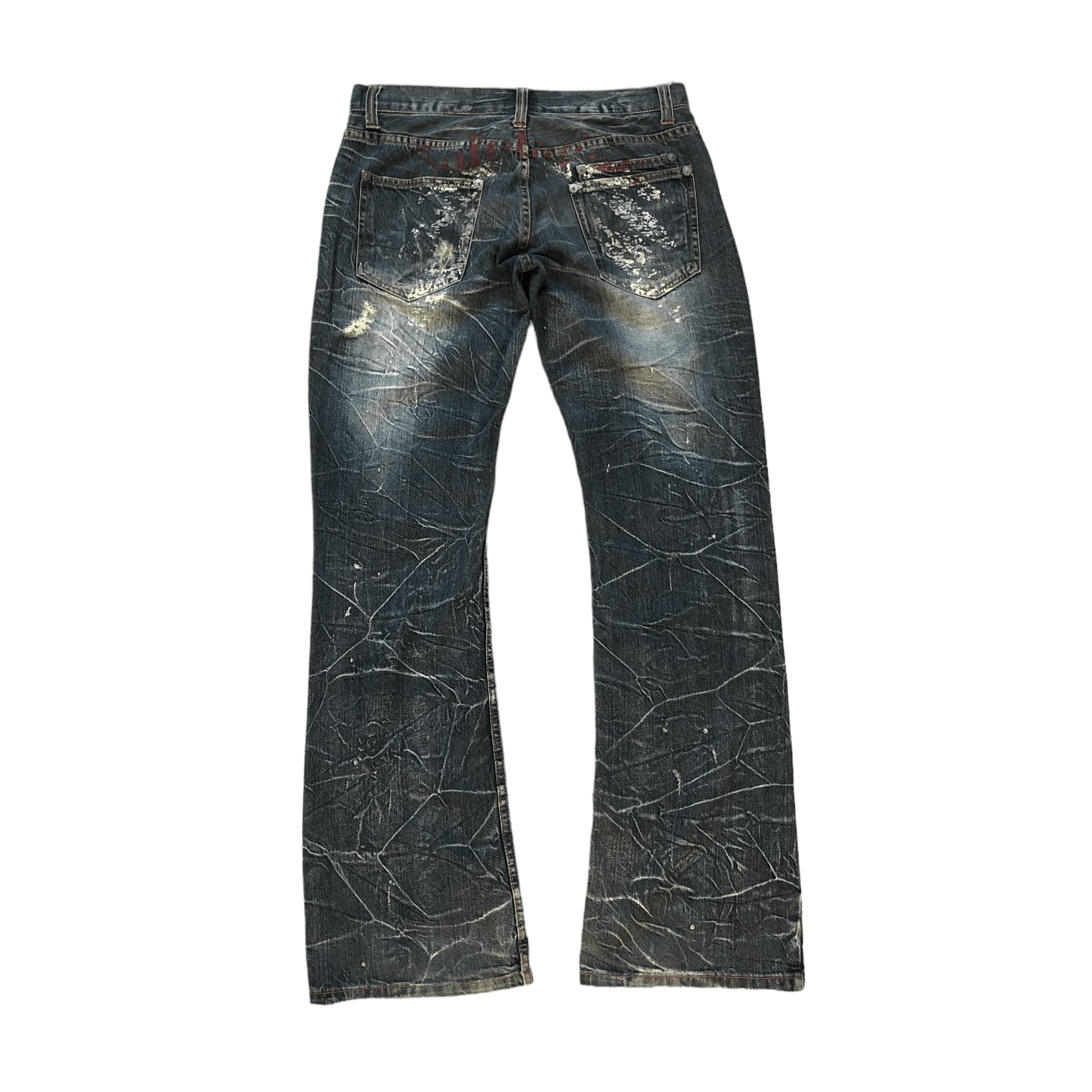 Japanese Brand FLARE TRASHED DISTRESSED DENIM PANTS BY NYLOUS #5970-216 Size US 33 - 13 Thumbnail