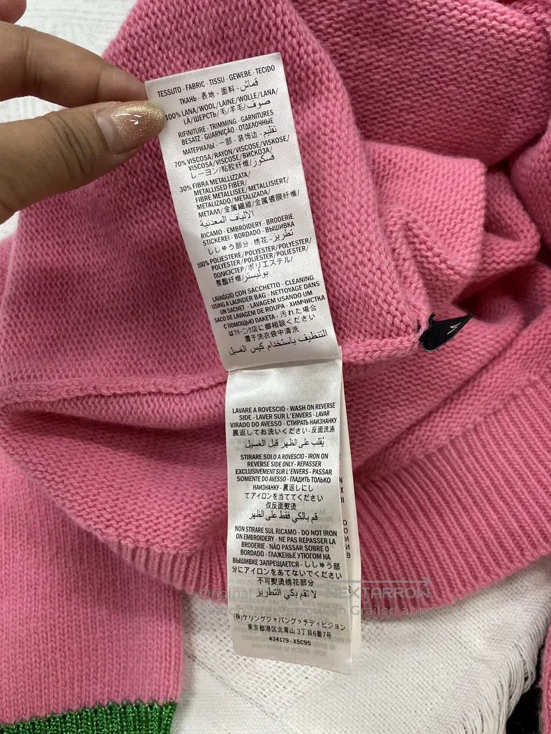 Gucci Gucci Pink and green colour-blocked tiger letter knitwear Size M / US 6-8 / IT 42-44 - 6 Thumbnail