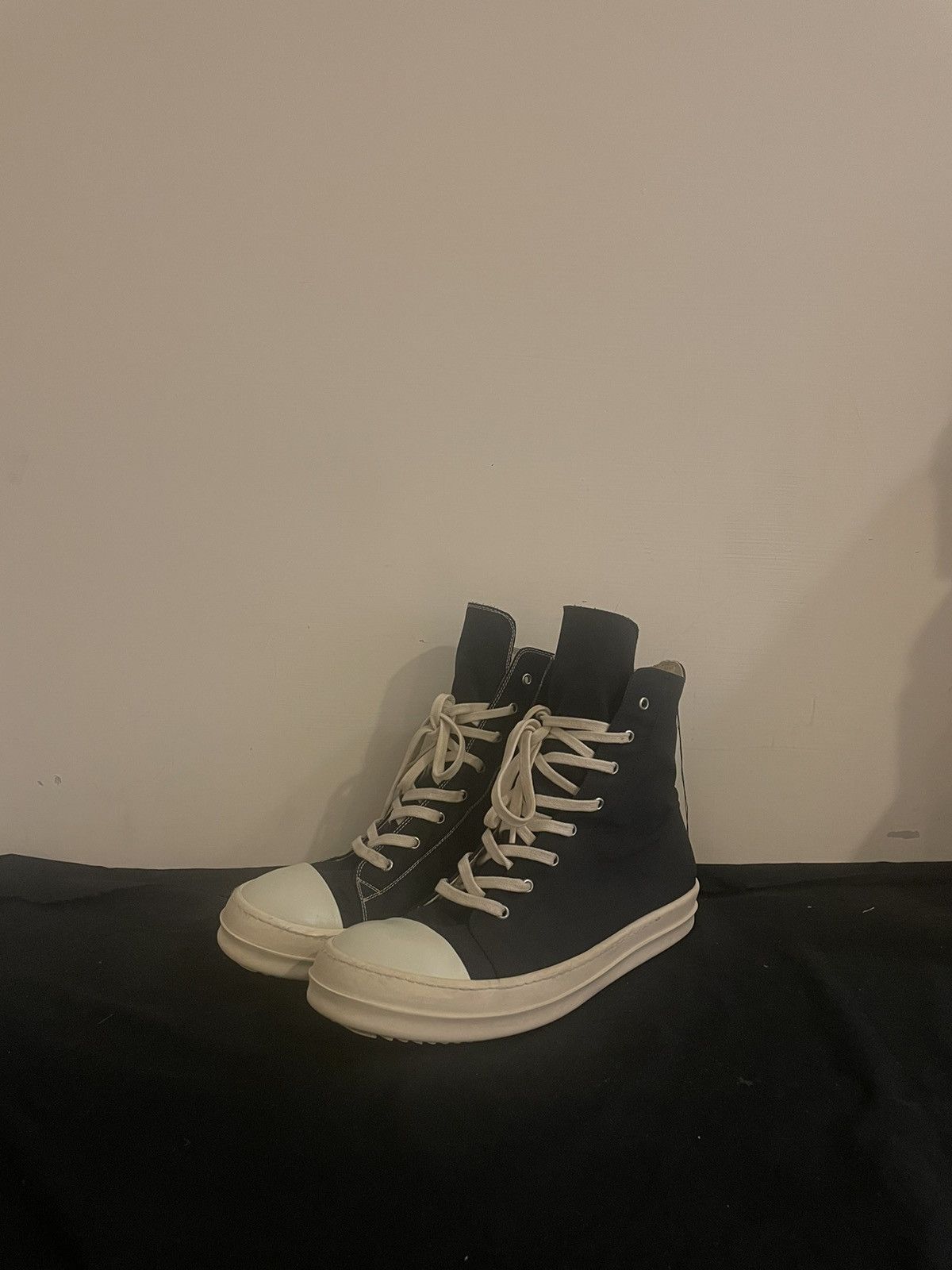 Pre-owned Rick Owens Ramones High Top Shoes In Black