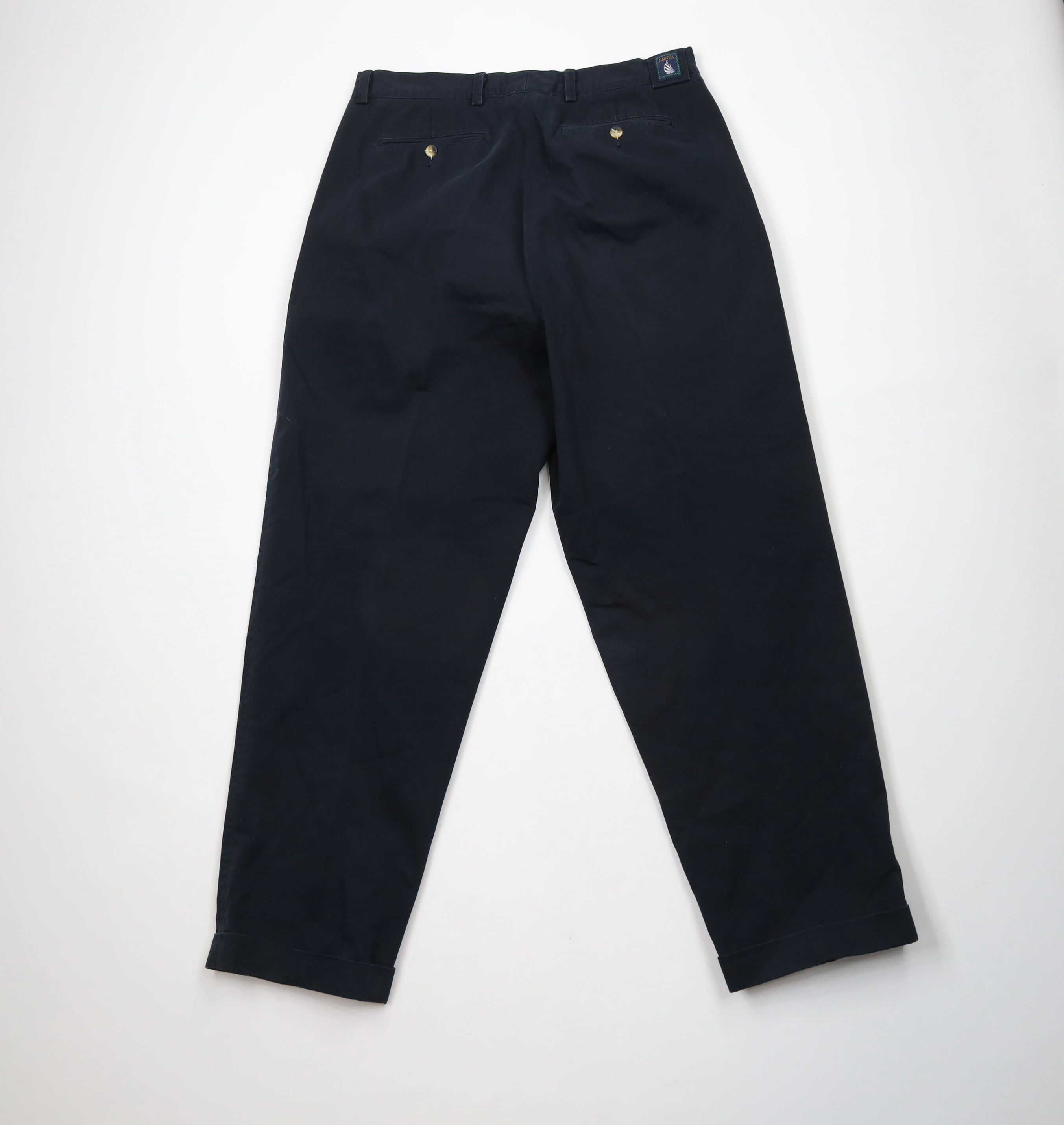 Nautica × Vintage Vintage 90s Nautica Spell Pleated Wide Leg Chino Pants Blue Size US 34 / EU 50 - 8 Thumbnail