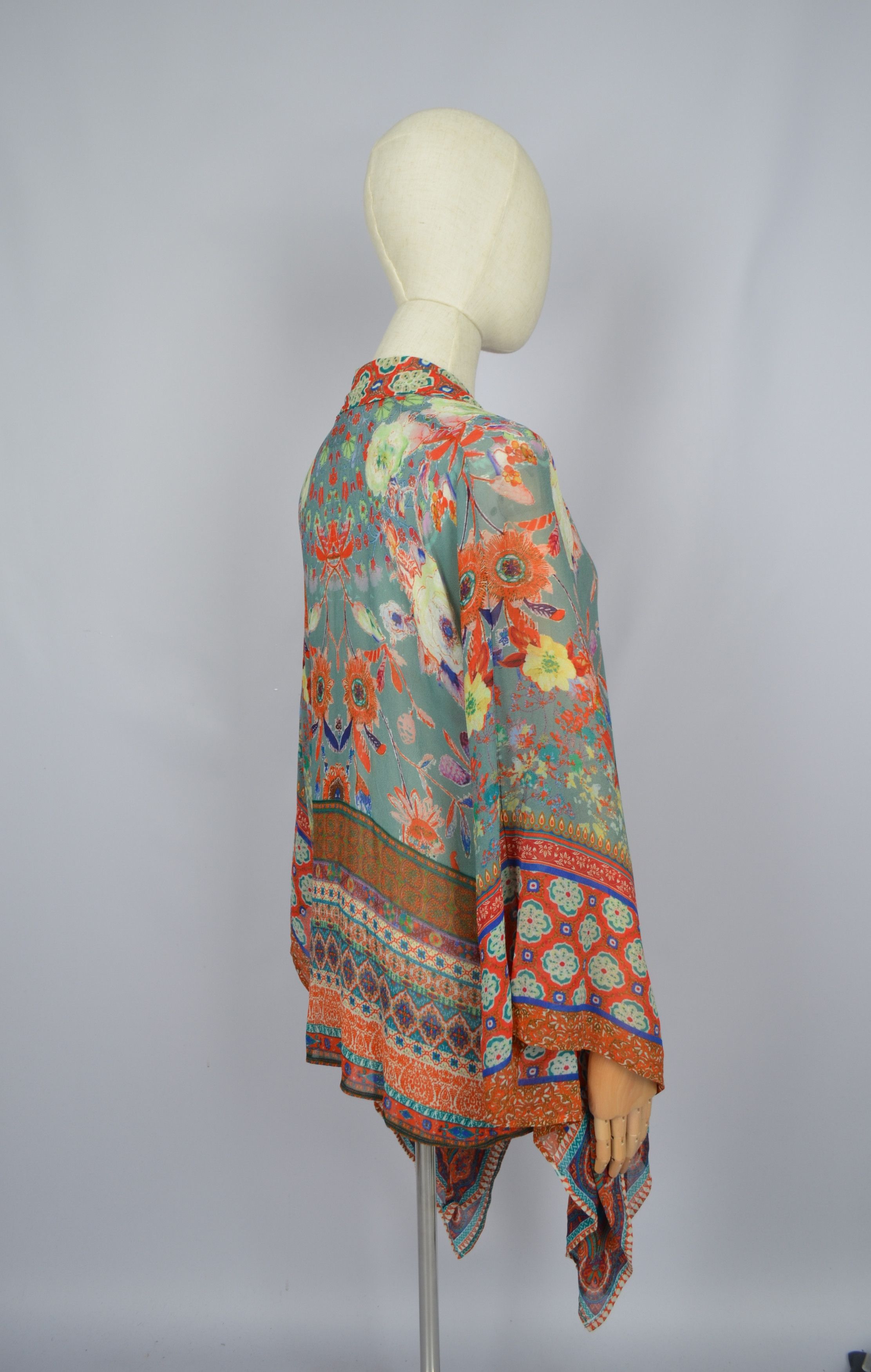 Anthropologie × Designer Anthropologie Vismaya Floral Boho Kimono Peasant Gypsy OS Size ONE SIZE - 8 Thumbnail