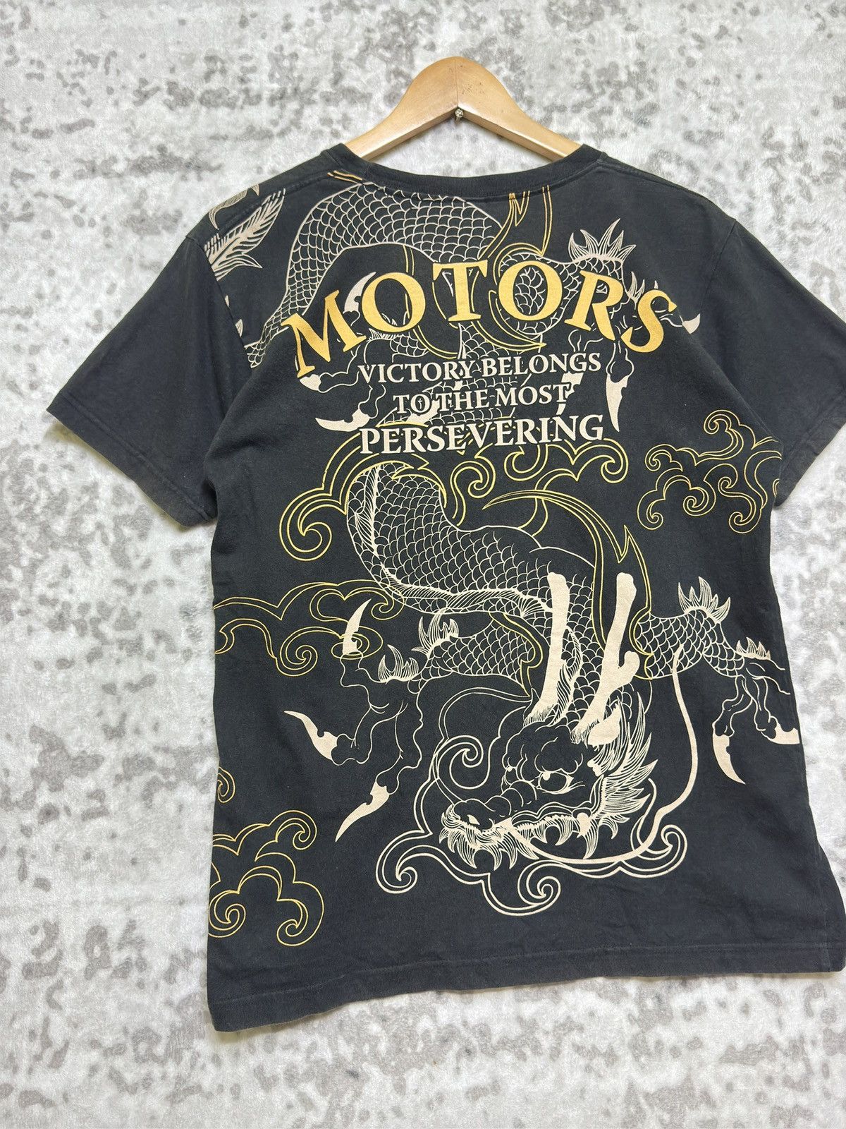 Karakuri Tamashii SPACE OPERA Dragon Full Graphic Print Black Faded T-Shirt Size US S / EU 44-46 / 1 - 7 Thumbnail