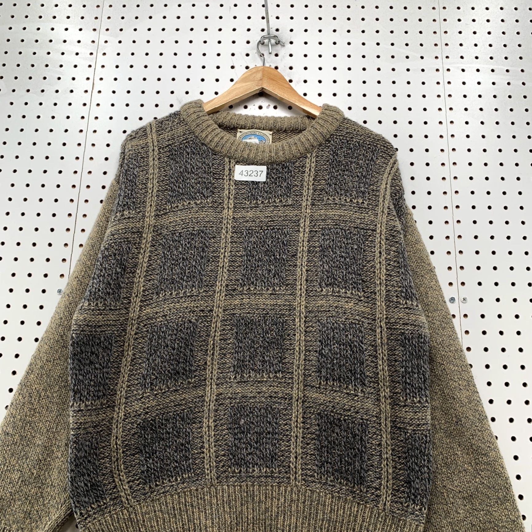 CO VINTAGE Environmental Clothing Co. Wool Knit Sweater Large Brown 90s Pullover Mens Size US L / EU 52-54 / 3 - 2 Thumbnail