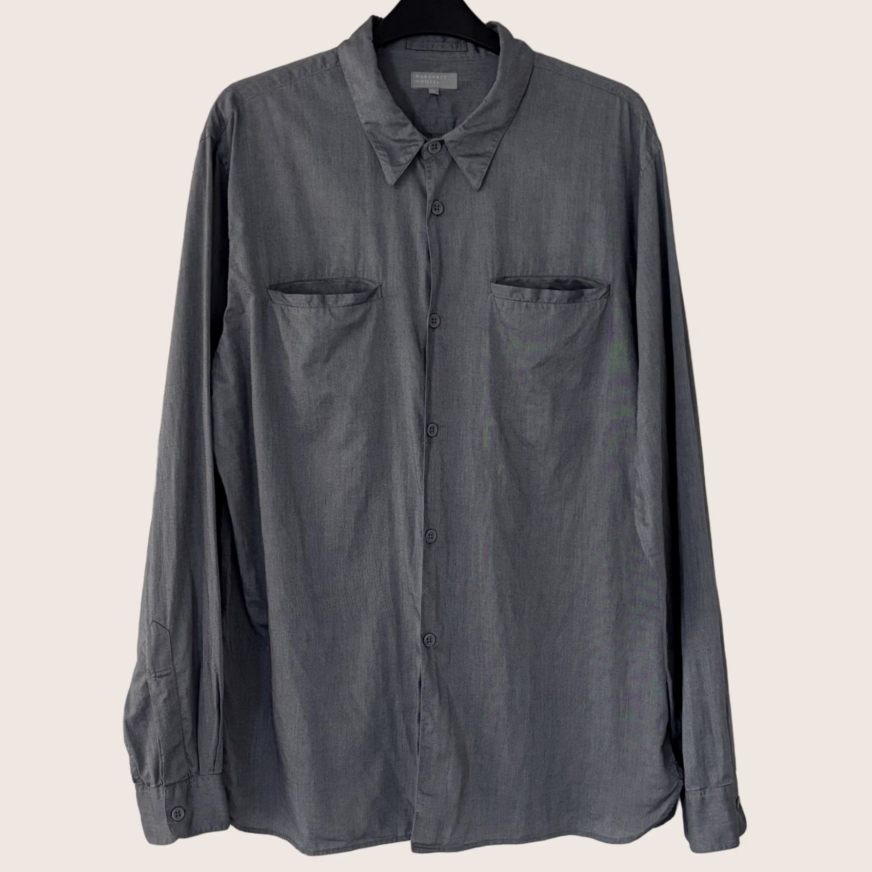Margaret Howell VINTAGE? No. Margaret Howell Shirt Mens Grey Cotton Chest Pockets L Vgc Pre Loved Size US L / EU 52-54 / 3 - 1 Thumbnail