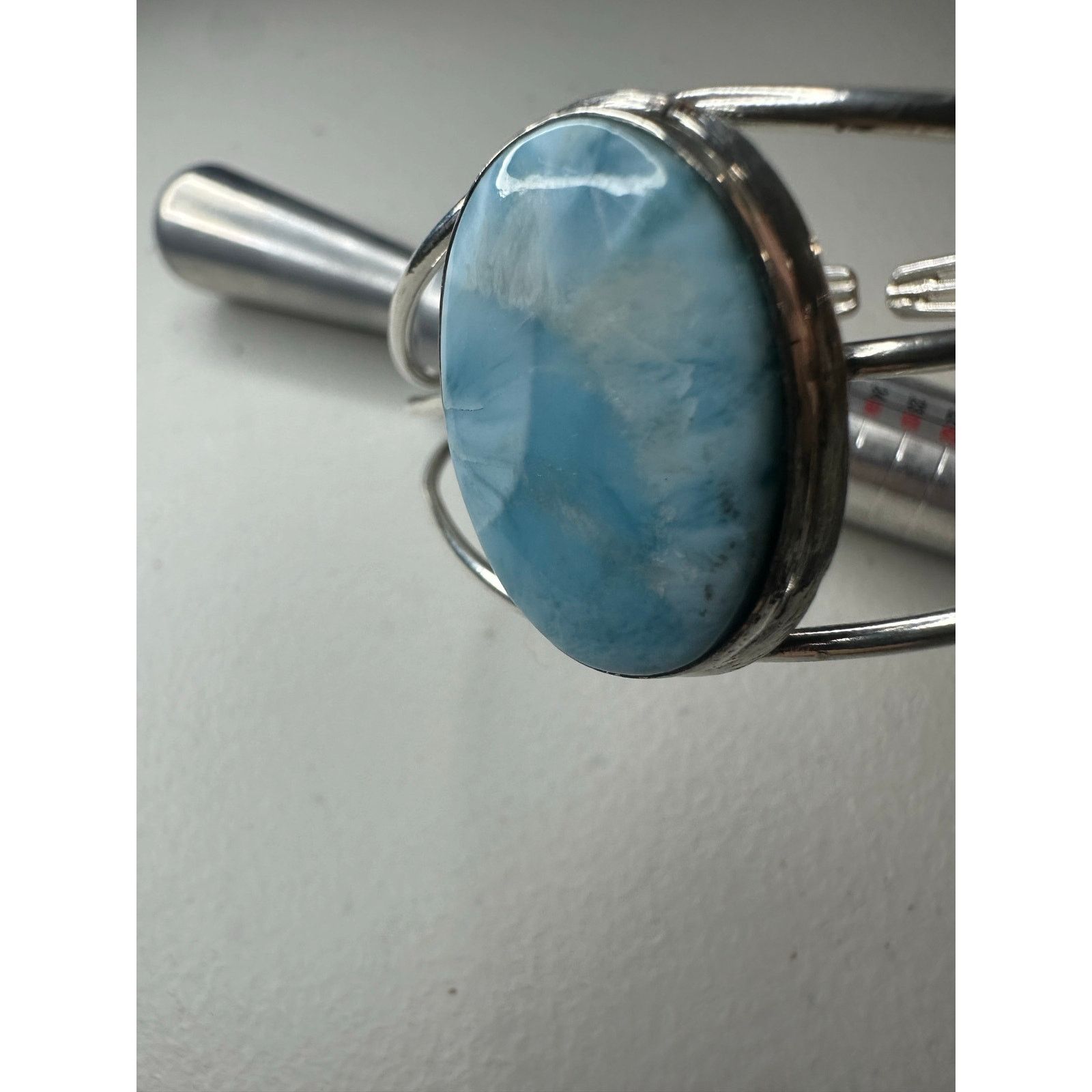& Other Stories Sterling Silver 925 Oval Larimar Cuff Bangle Bracelet Blue Size ONE SIZE - 3 Thumbnail