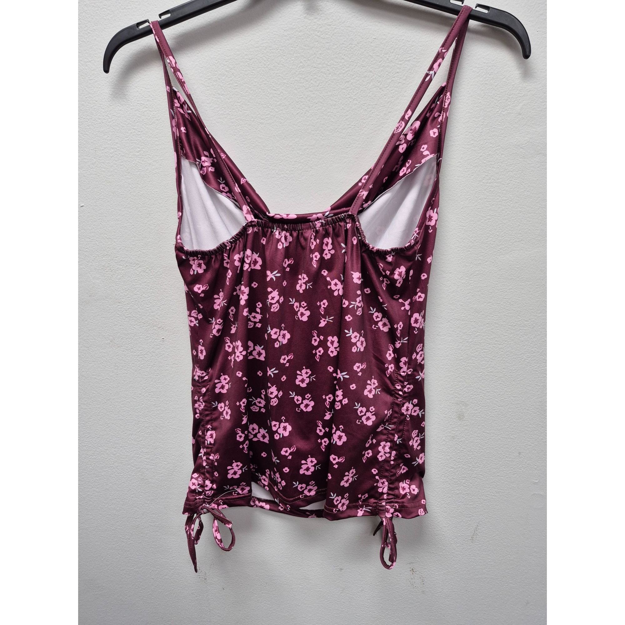 Other Vintage-Inspired Floral Cowl Neck Tank Top In Plum & Pink Size L / US 10 / IT 46 - 3 Thumbnail