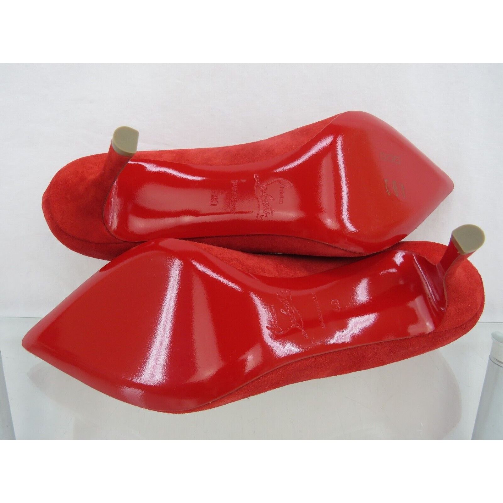 Christian Louboutin SCALOPUMP 85 RED SUEDE LEATHER LACE TIE POINTED TOE PUMPS 40 Size US 10 / IT 40 - 10 Thumbnail